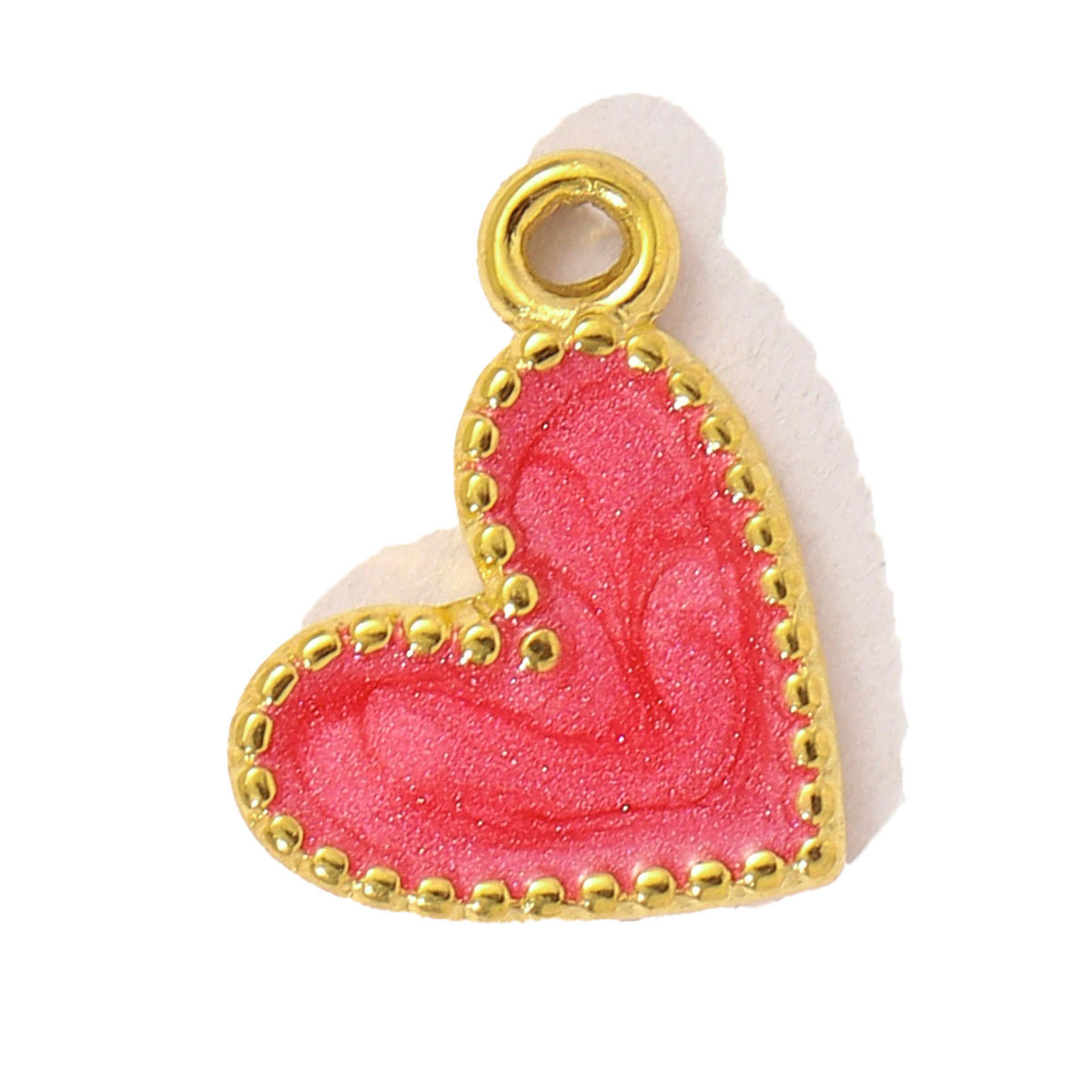 6pcs/pack Sweet Gradient Enamel Rose Stainless Steel Diy Charm Women Rainbow Flower Waterdrop Necklace Pendant Love Heart Jewelry
