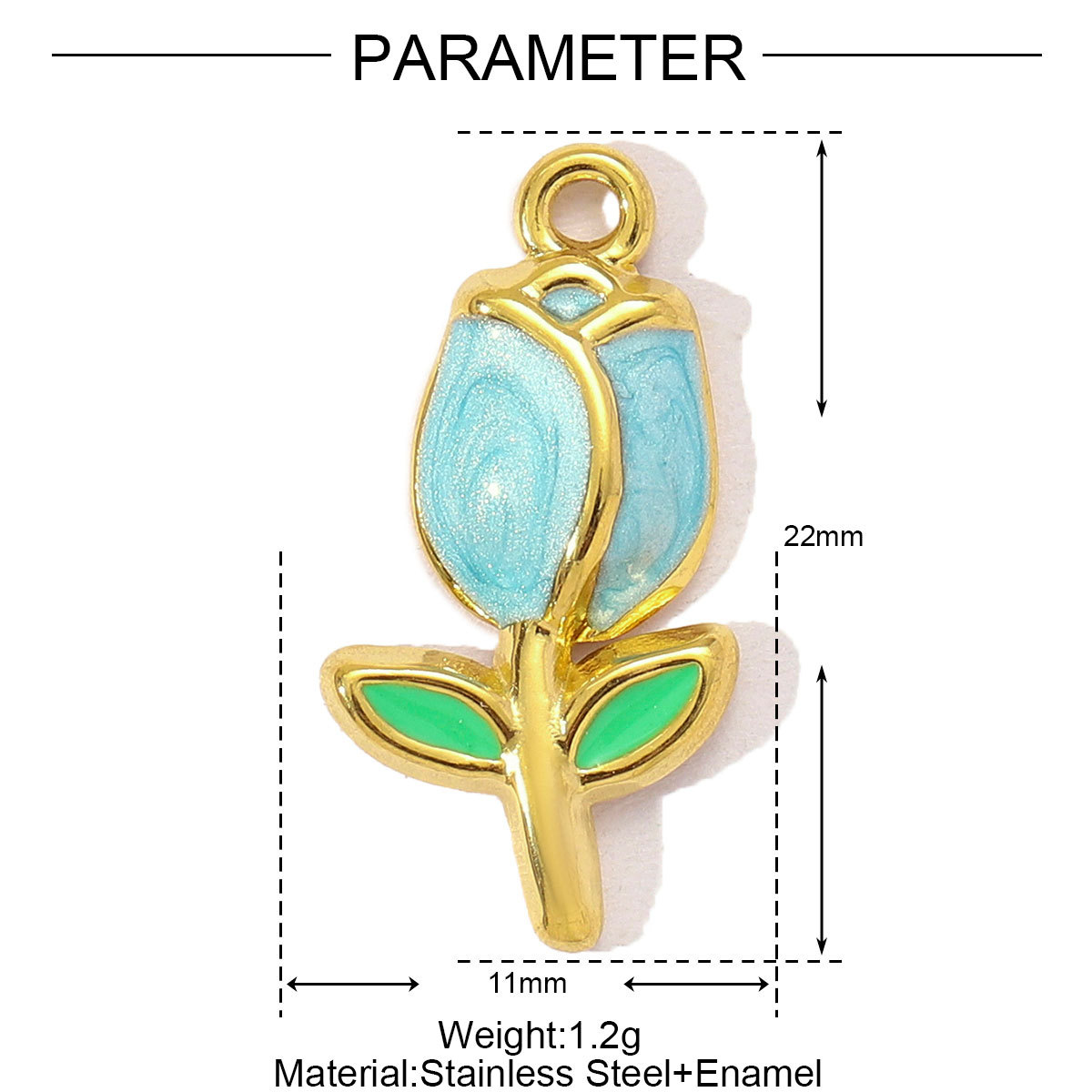 6pcs/pack Sweet Gradient Enamel Rose Stainless Steel Diy Charm Women Rainbow Flower Waterdrop Necklace Pendant Love Heart Jewelry