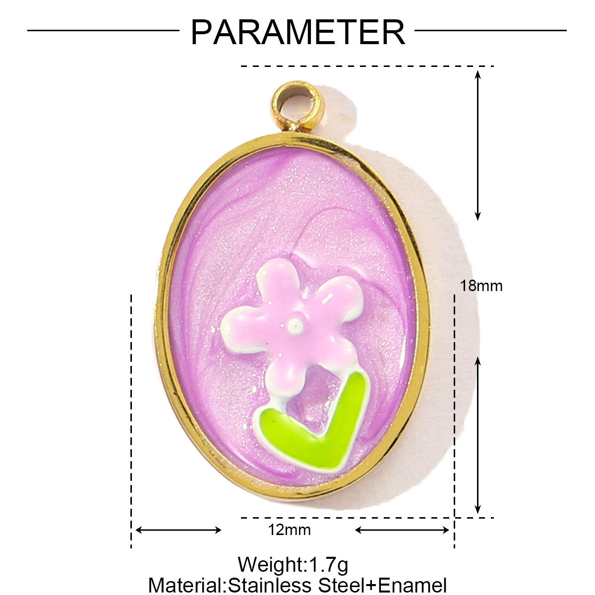 6pcs/pack Sweet Gradient Enamel Rose Stainless Steel Diy Charm Women Rainbow Flower Waterdrop Necklace Pendant Love Heart Jewelry