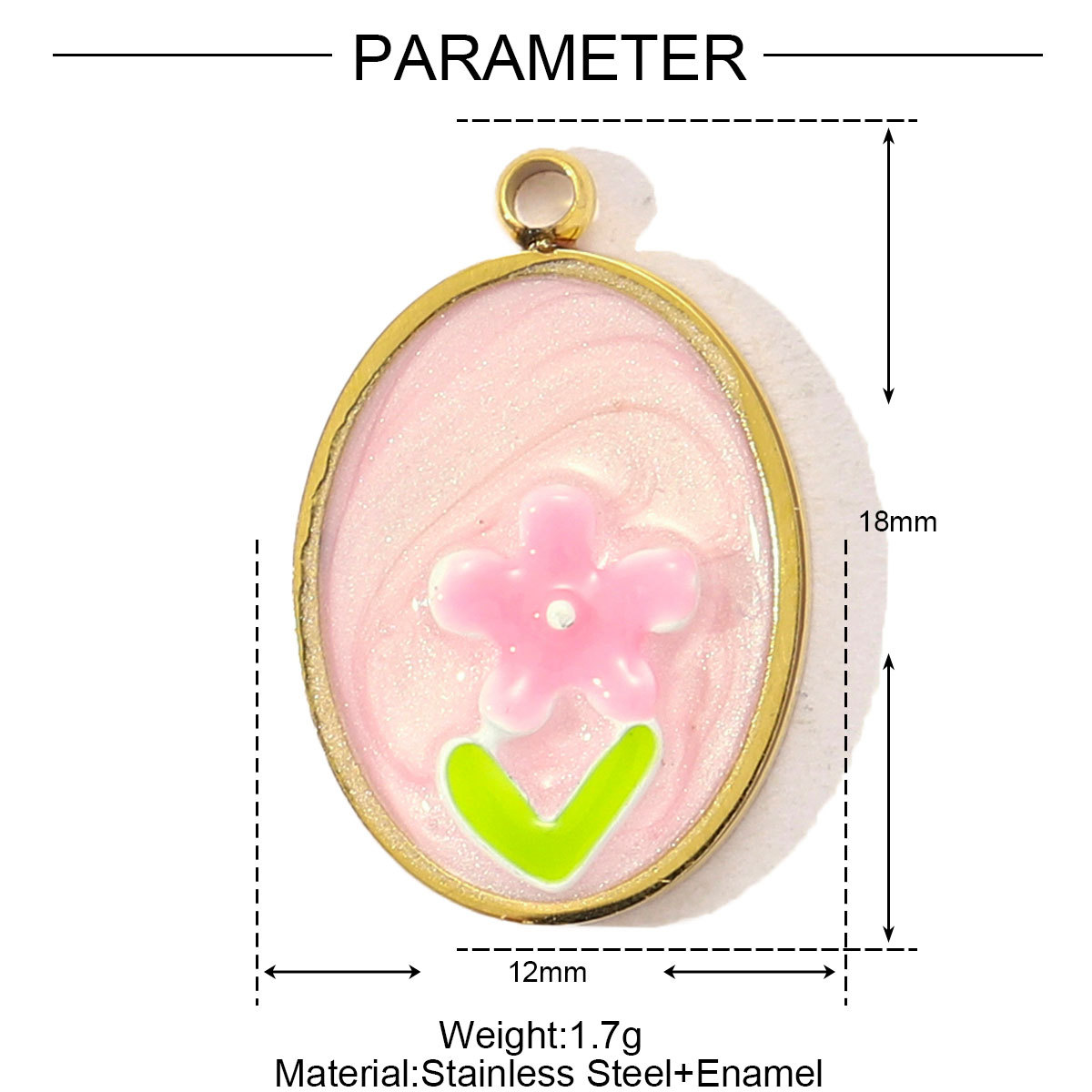 6pcs/pack Sweet Gradient Enamel Rose Stainless Steel Diy Charm Women Rainbow Flower Waterdrop Necklace Pendant Love Heart Jewelry