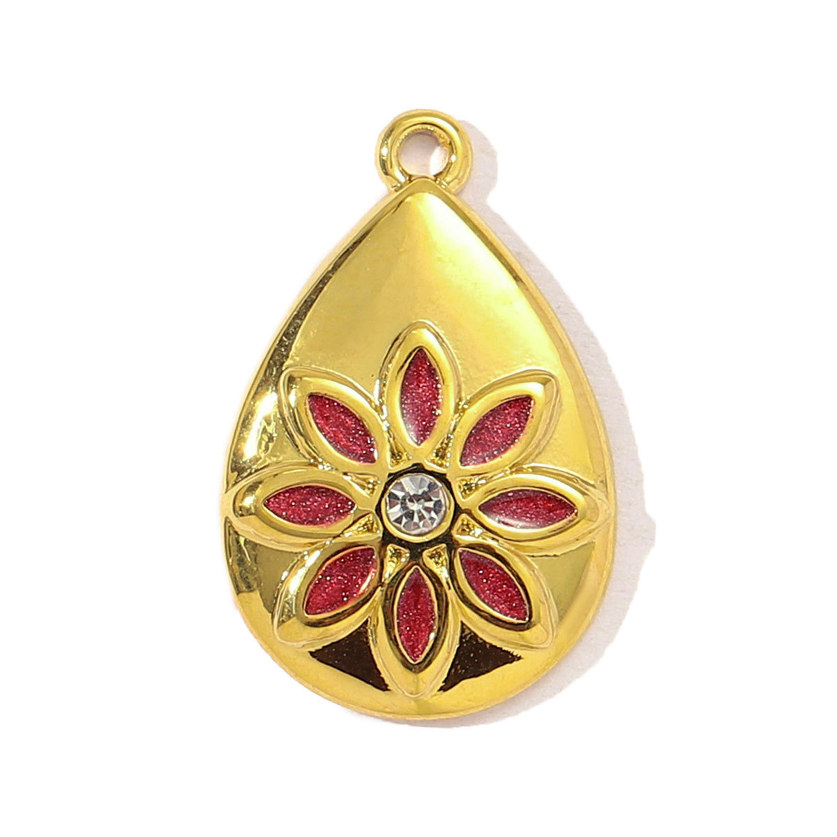 6pcs/pack Sweet Gradient Enamel Rose Stainless Steel Diy Charm Women Rainbow Flower Waterdrop Necklace Pendant Love Heart Jewelry