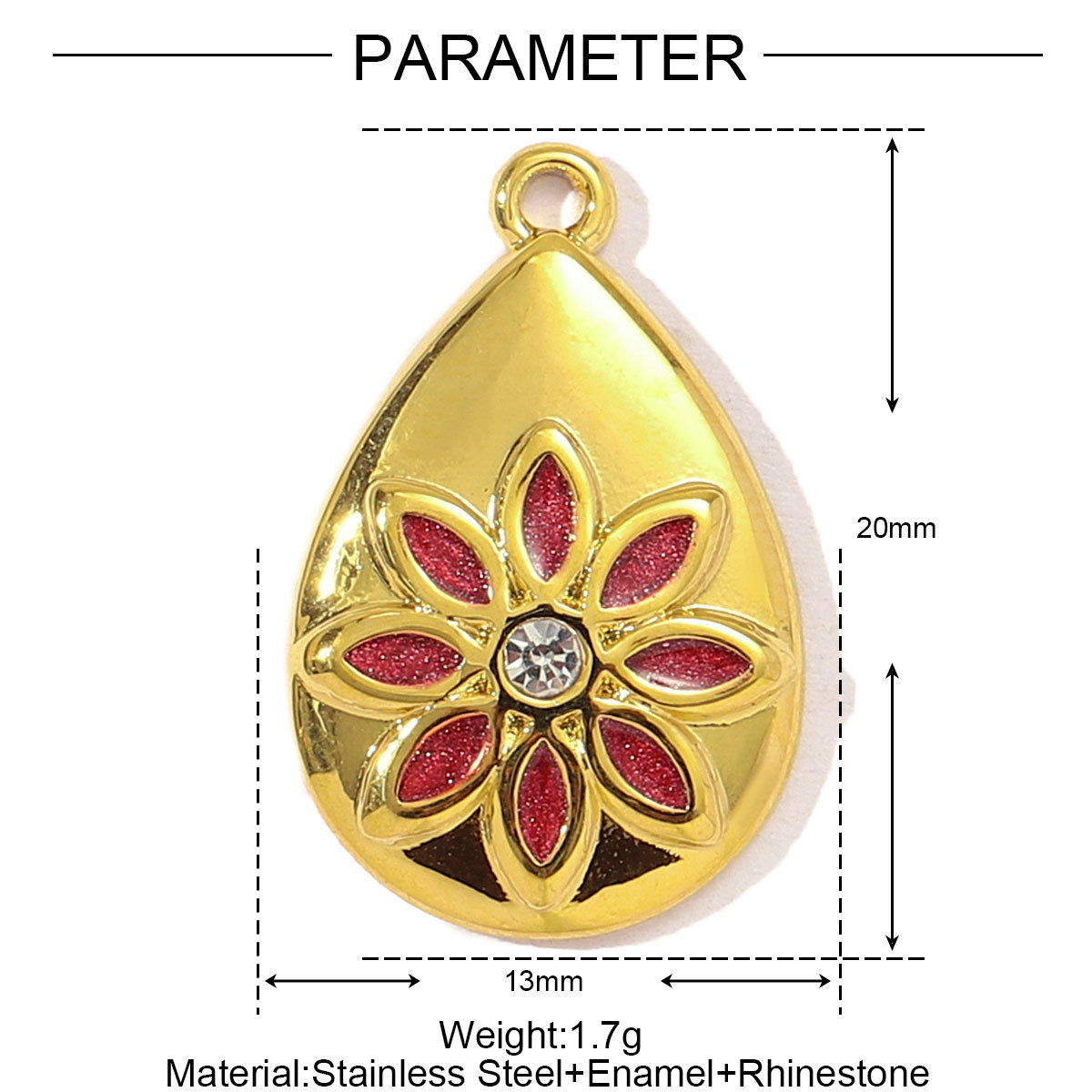 6pcs/pack Sweet Gradient Enamel Rose Stainless Steel Diy Charm Women Rainbow Flower Waterdrop Necklace Pendant Love Heart Jewelry
