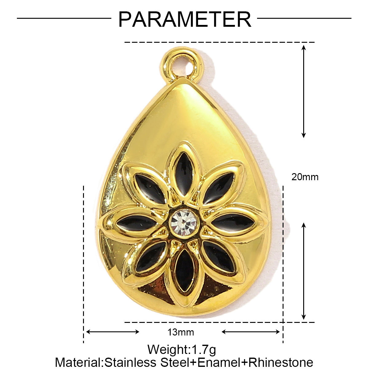 6pcs/pack Sweet Gradient Enamel Rose Stainless Steel Diy Charm Women Rainbow Flower Waterdrop Necklace Pendant Love Heart Jewelry