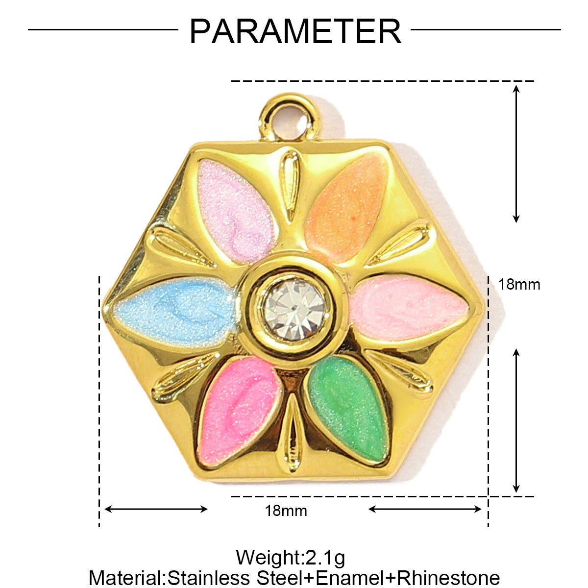 6pcs/pack Sweet Gradient Enamel Rose Stainless Steel Diy Charm Women Rainbow Flower Waterdrop Necklace Pendant Love Heart Jewelry
