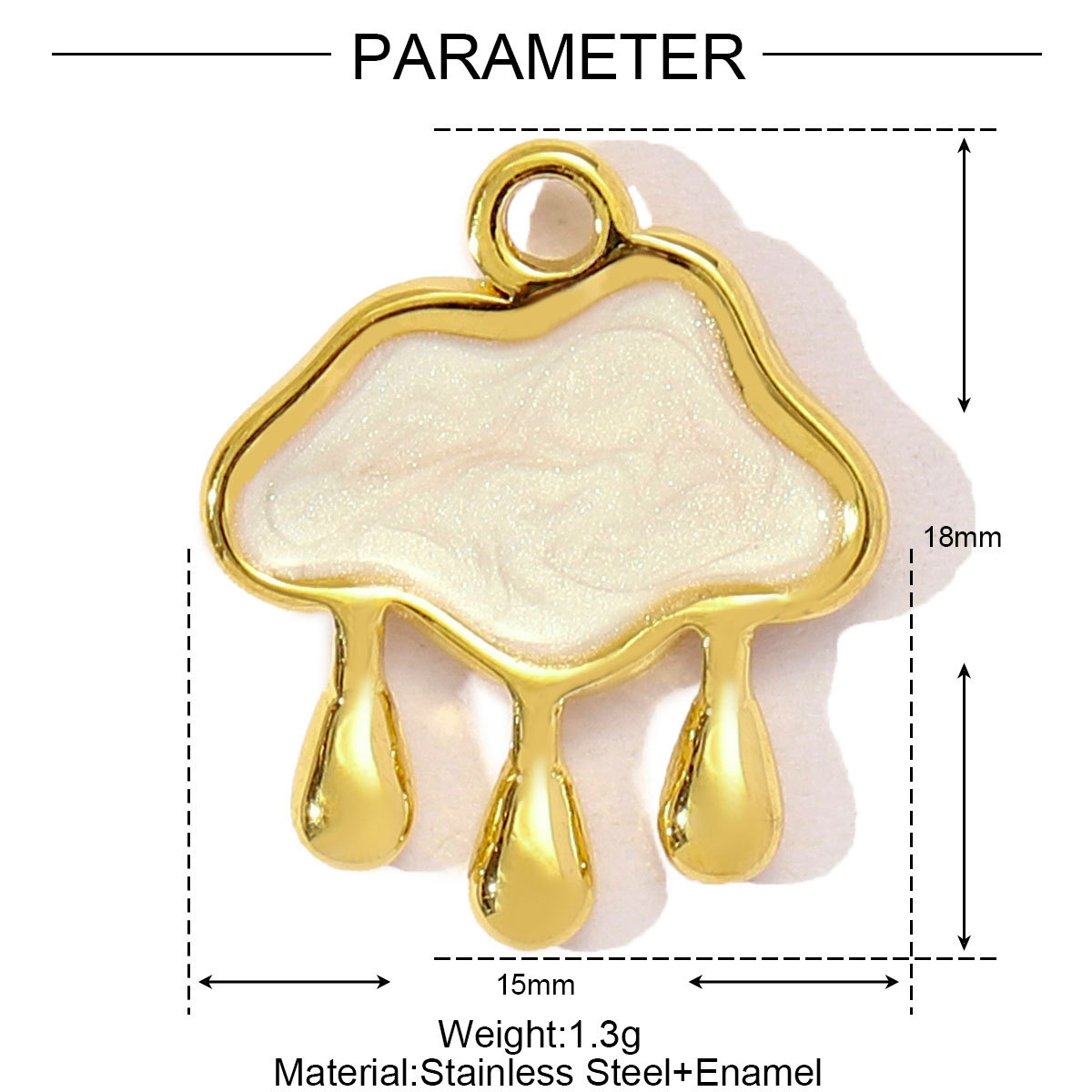 6pcs/pack French Enamel Stainless Steel Raindrop Cloud Diy Charm Women Clover Butterfly Sun Necklace Pendant Star Crescent Jewelry
