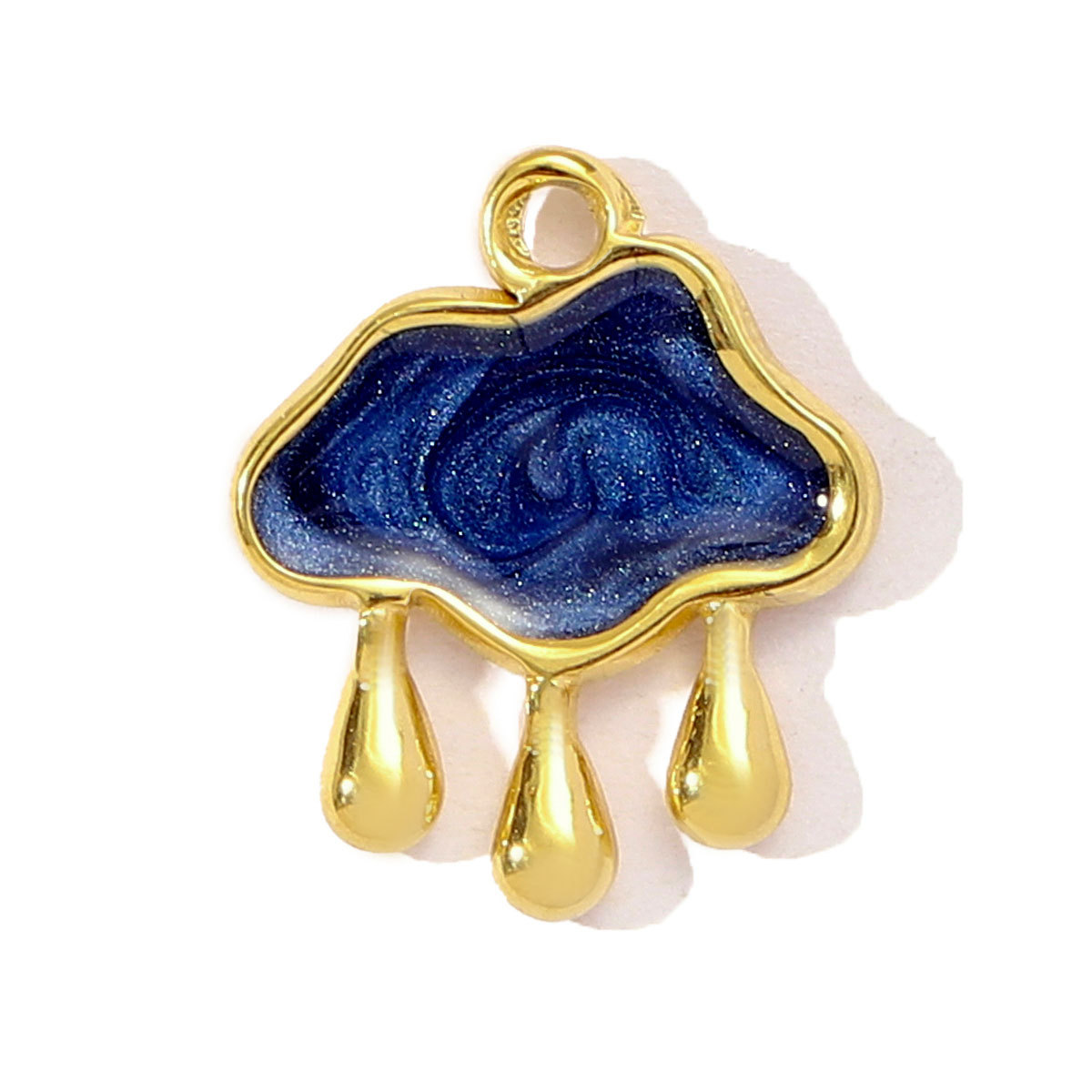 6pcs/pack French Enamel Stainless Steel Raindrop Cloud Diy Charm Women Clover Butterfly Sun Necklace Pendant Star Crescent Jewelry