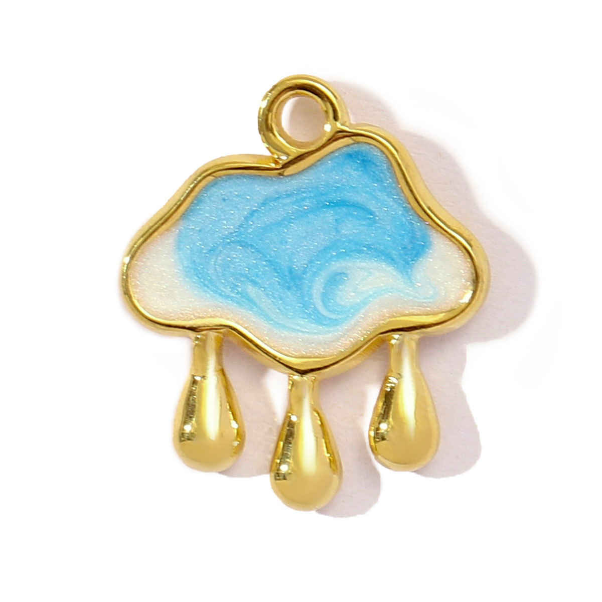 6pcs/pack French Enamel Stainless Steel Raindrop Cloud Diy Charm Women Clover Butterfly Sun Necklace Pendant Star Crescent Jewelry