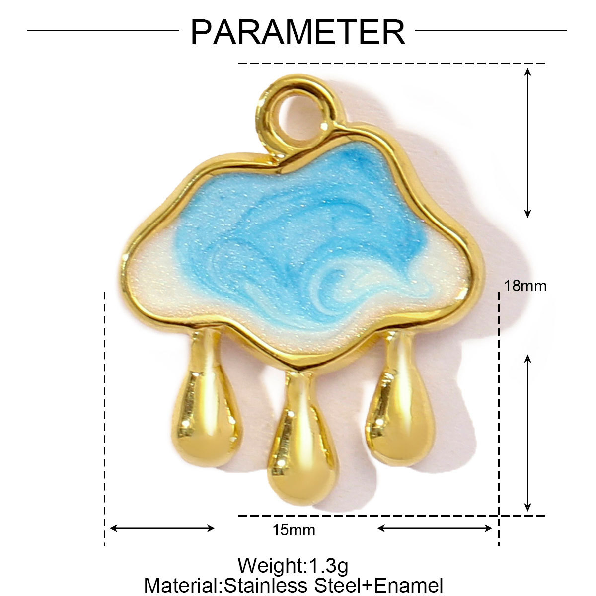 6pcs/pack French Enamel Stainless Steel Raindrop Cloud Diy Charm Women Clover Butterfly Sun Necklace Pendant Star Crescent Jewelry