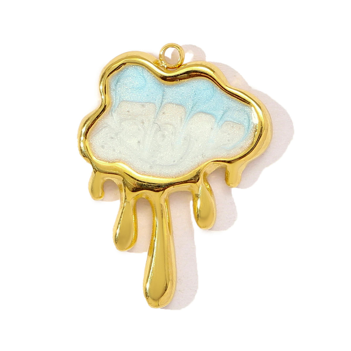 6pcs/pack French Enamel Stainless Steel Raindrop Cloud Diy Charm Women Clover Butterfly Sun Necklace Pendant Star Crescent Jewelry