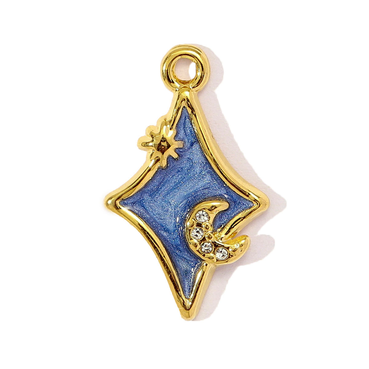 6pcs/pack French Enamel Stainless Steel Raindrop Cloud Diy Charm Women Clover Butterfly Sun Necklace Pendant Star Crescent Jewelry