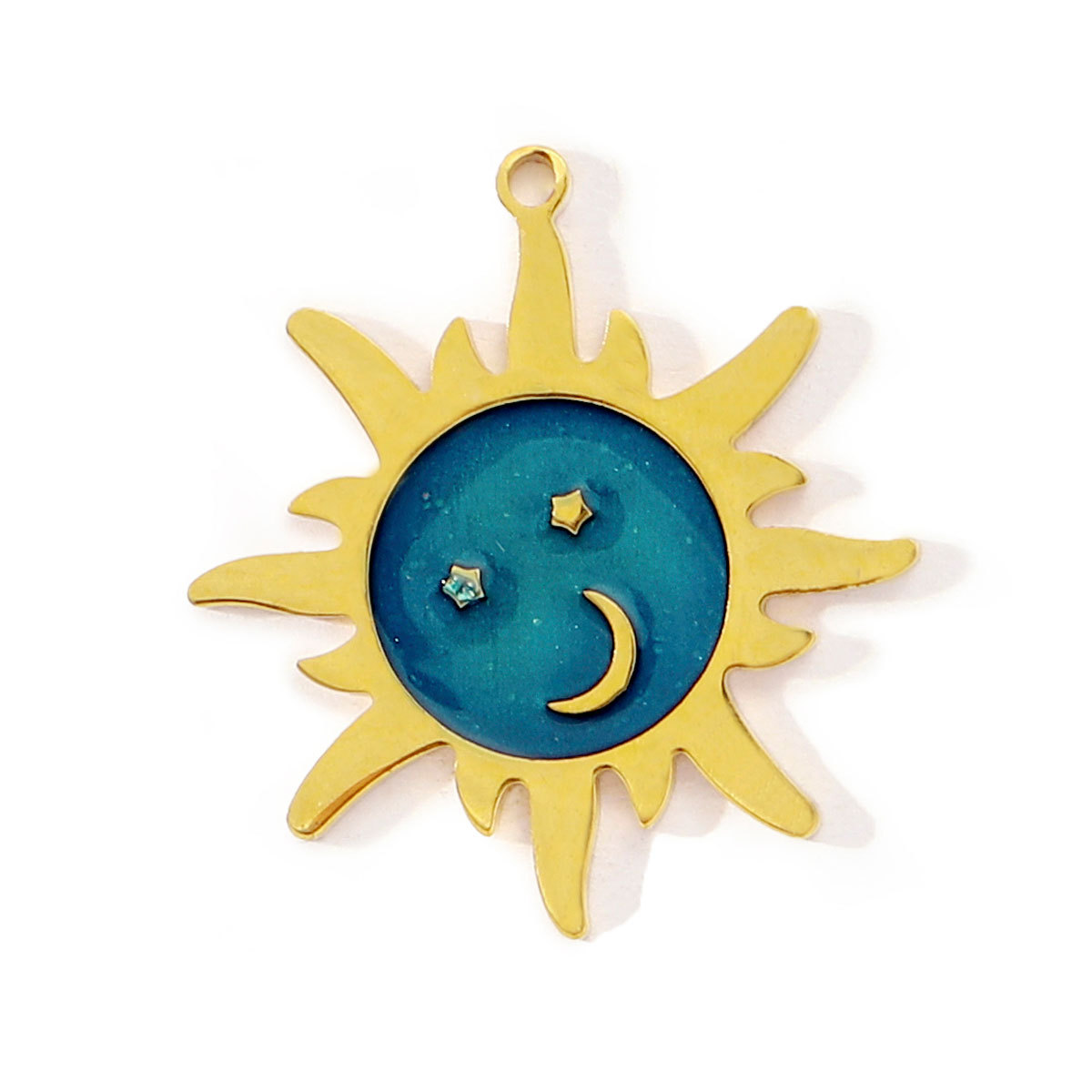 6pcs/pack French Enamel Stainless Steel Raindrop Cloud Diy Charm Women Clover Butterfly Sun Necklace Pendant Star Crescent Jewelry