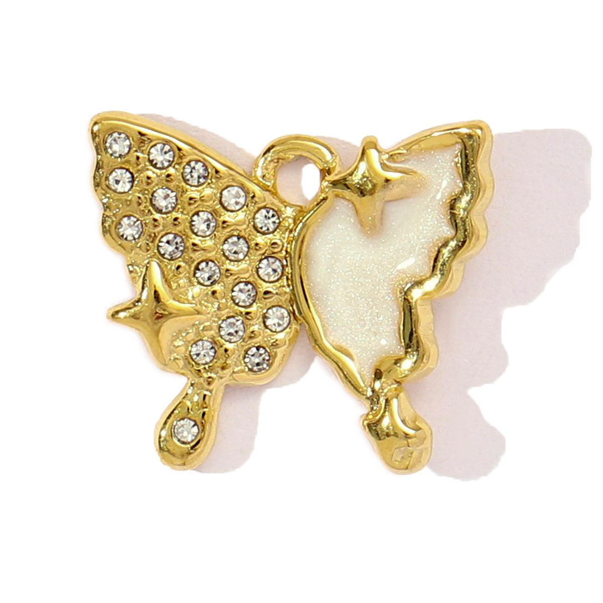 6pcs/pack French Enamel Stainless Steel Raindrop Cloud Diy Charm Women Clover Butterfly Sun Necklace Pendant Star Crescent Jewelry