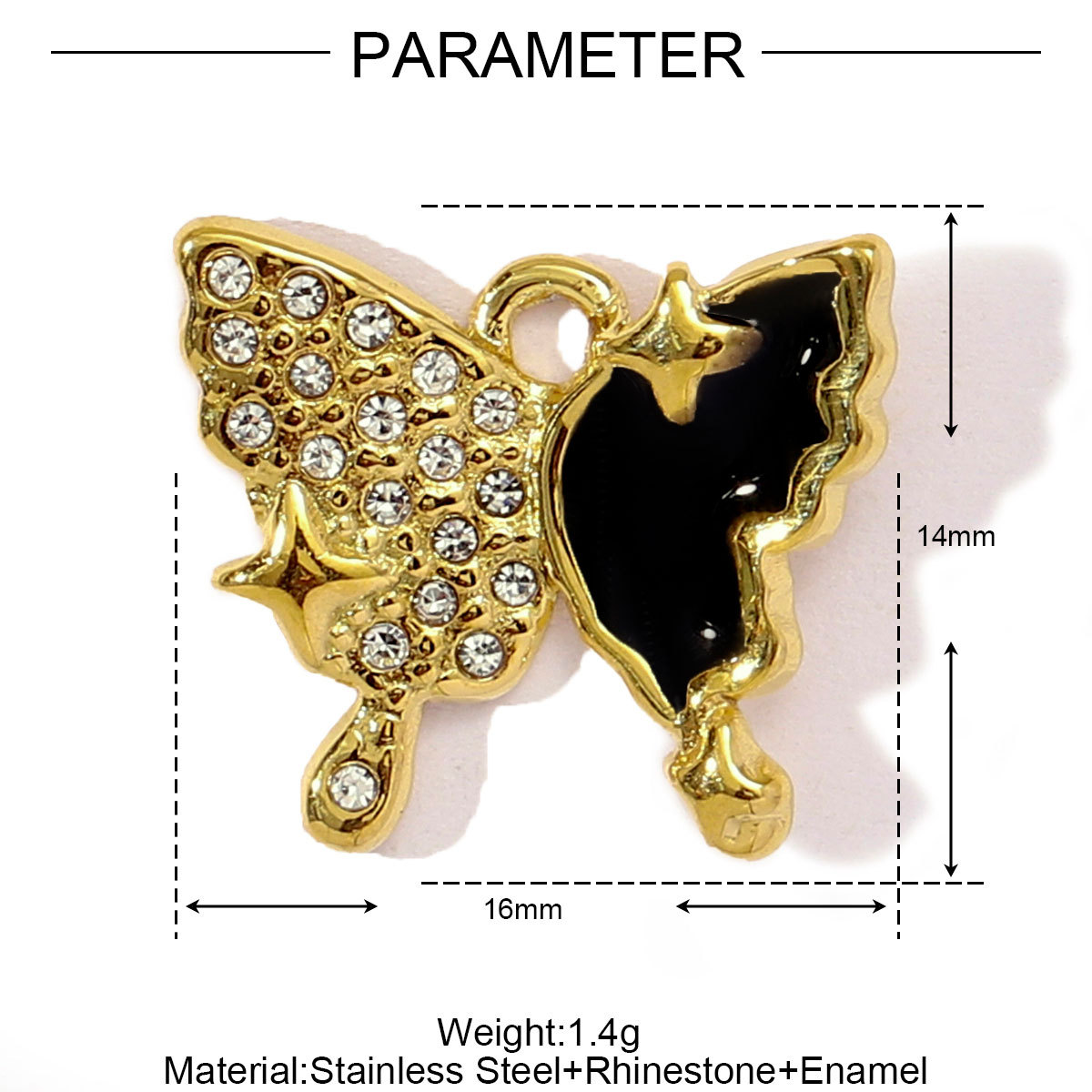 6pcs/pack French Enamel Stainless Steel Raindrop Cloud Diy Charm Women Clover Butterfly Sun Necklace Pendant Star Crescent Jewelry