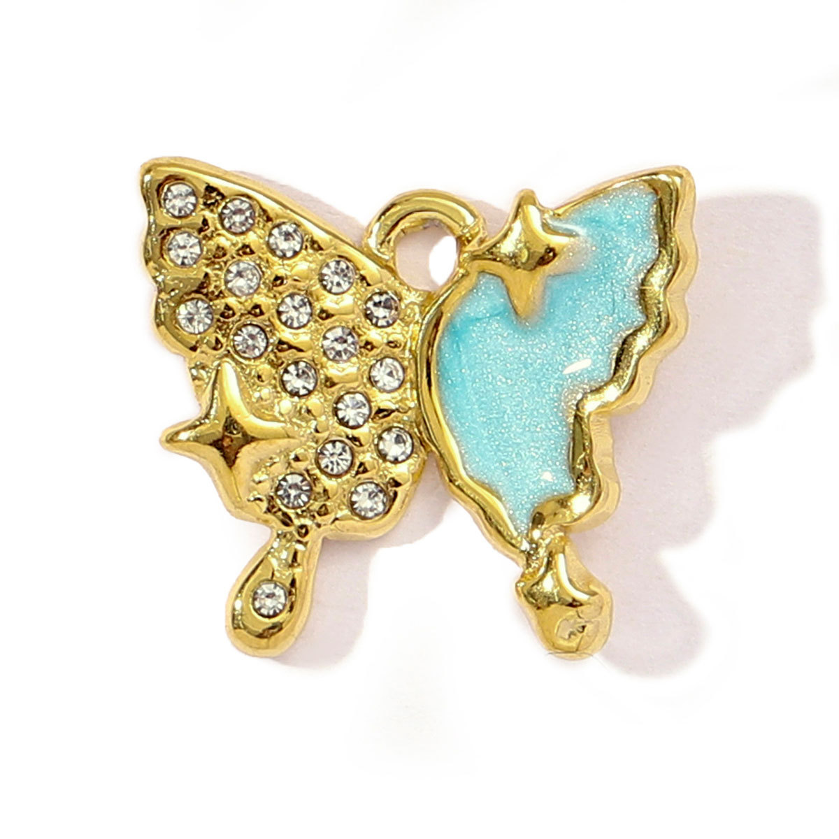 6pcs/pack French Enamel Stainless Steel Raindrop Cloud Diy Charm Women Clover Butterfly Sun Necklace Pendant Star Crescent Jewelry