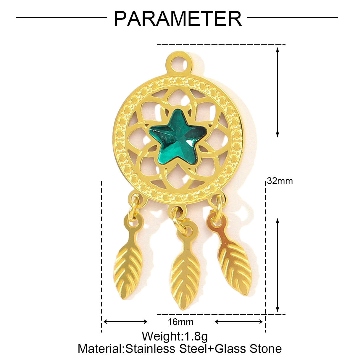 6pcs/pack Fashion Stainless Steel Enamel Heart Snake Diy Charm Women Dream Catcher Star Necklace Pendant Star Evil Eye Jewelry