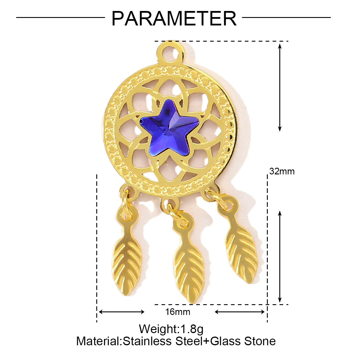 6pcs/pack Fashion Stainless Steel Enamel Heart Snake Diy Charm Women Dream Catcher Star Necklace Pendant Star Evil Eye Jewelry