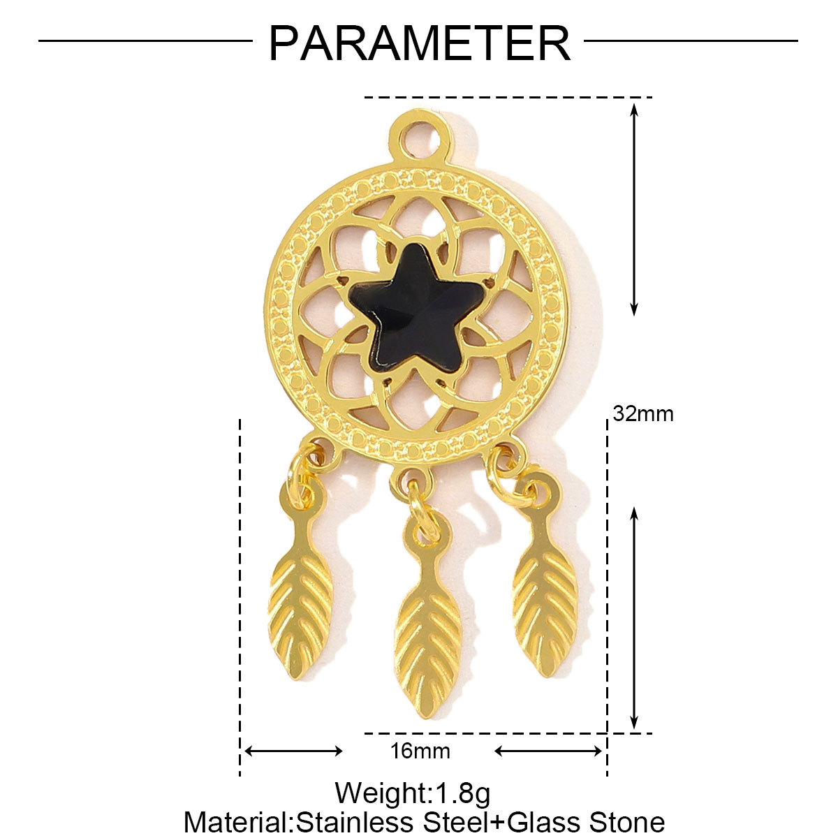 6pcs/pack Fashion Stainless Steel Enamel Heart Snake Diy Charm Women Dream Catcher Star Necklace Pendant Star Evil Eye Jewelry