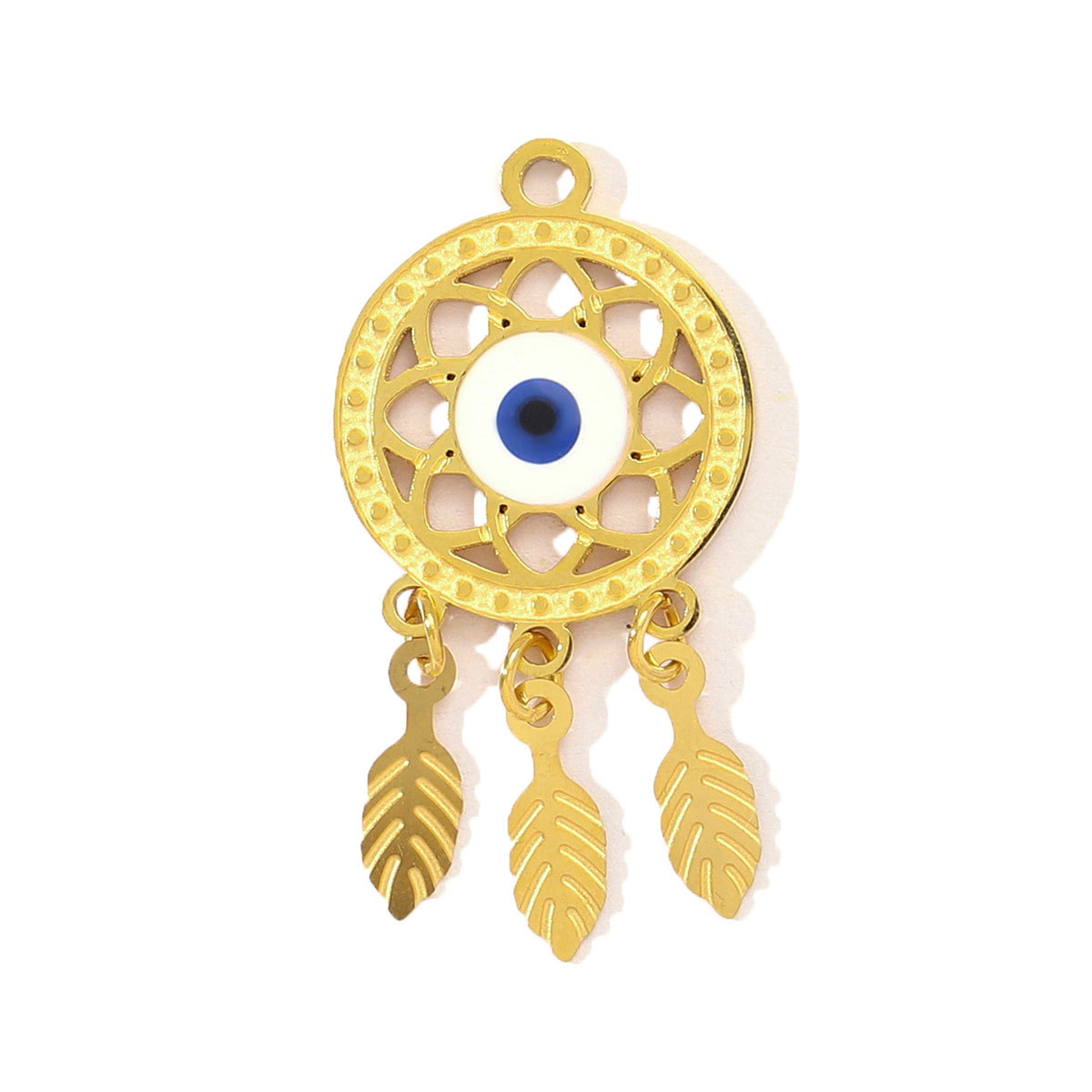 6pcs/pack Fashion Stainless Steel Enamel Heart Snake Diy Charm Women Dream Catcher Star Necklace Pendant Star Evil Eye Jewelry