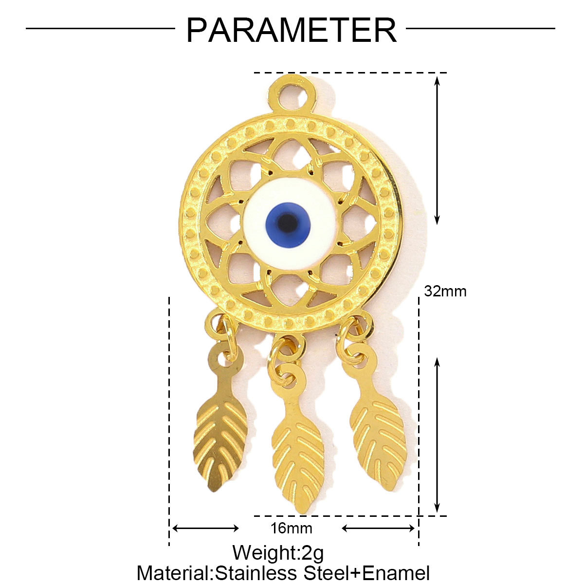 6pcs/pack Fashion Stainless Steel Enamel Heart Snake Diy Charm Women Dream Catcher Star Necklace Pendant Star Evil Eye Jewelry