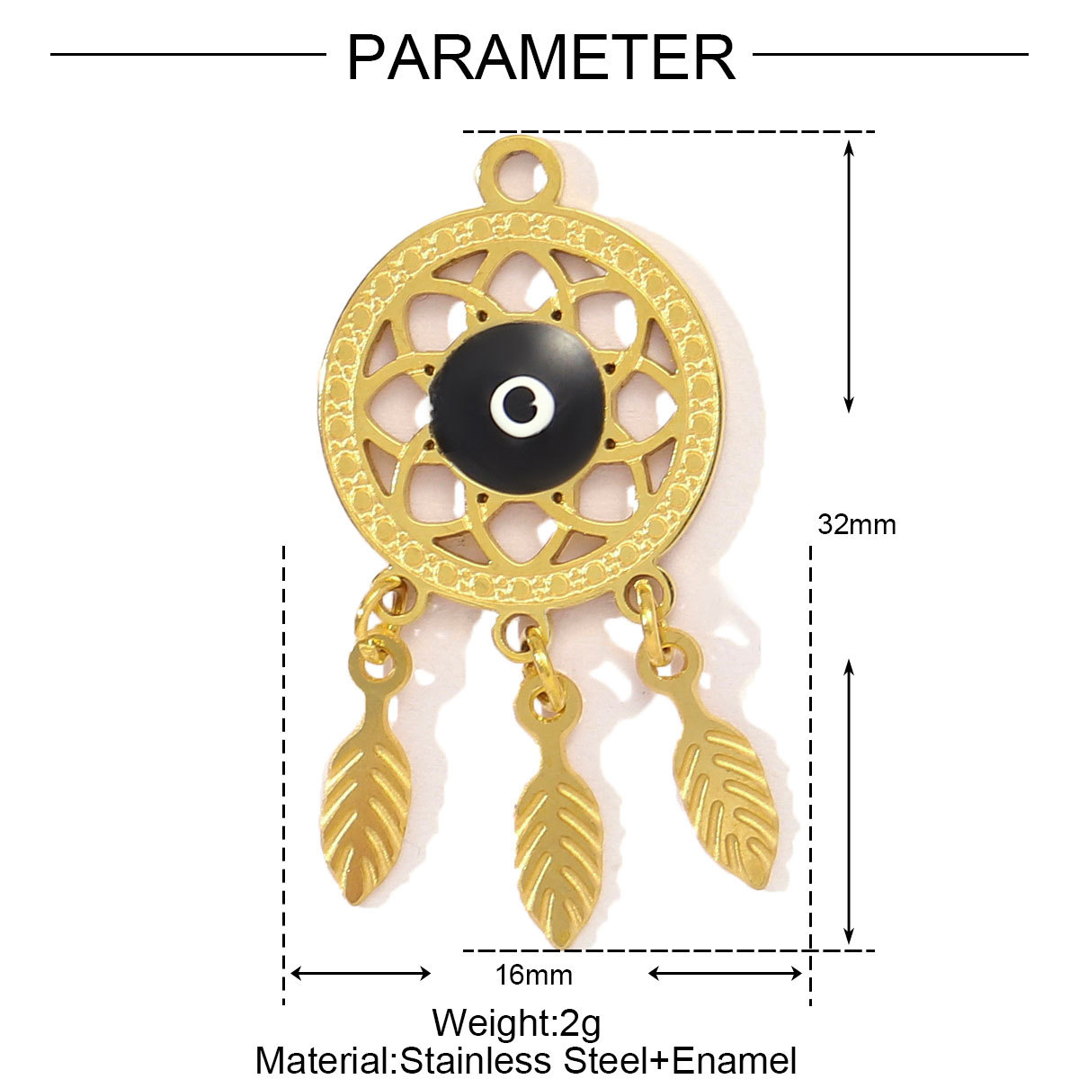 6pcs/pack Fashion Stainless Steel Enamel Heart Snake Diy Charm Women Dream Catcher Star Necklace Pendant Star Evil Eye Jewelry