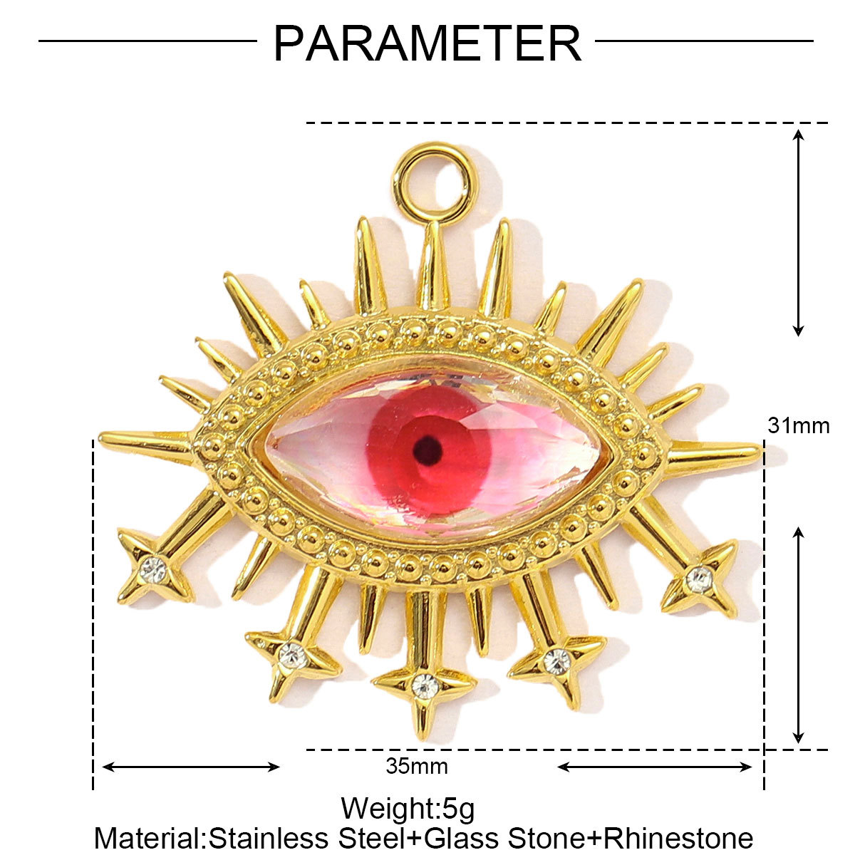 6pcs/pack Fashion Stainless Steel Enamel Heart Snake Diy Charm Women Dream Catcher Star Necklace Pendant Star Evil Eye Jewelry