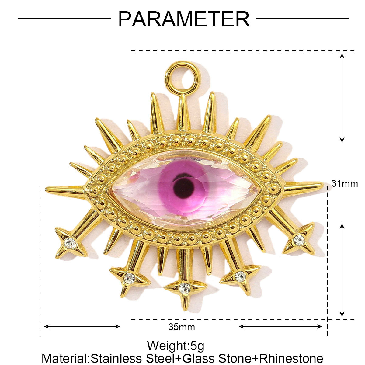 6pcs/pack Fashion Stainless Steel Enamel Heart Snake Diy Charm Women Dream Catcher Star Necklace Pendant Star Evil Eye Jewelry