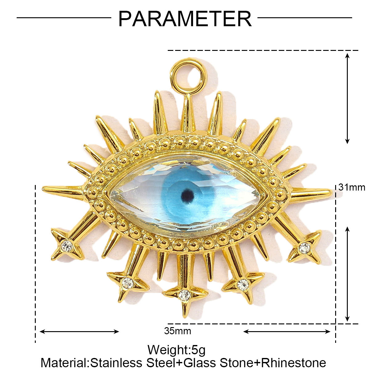 6pcs/pack Fashion Stainless Steel Enamel Heart Snake Diy Charm Women Dream Catcher Star Necklace Pendant Star Evil Eye Jewelry