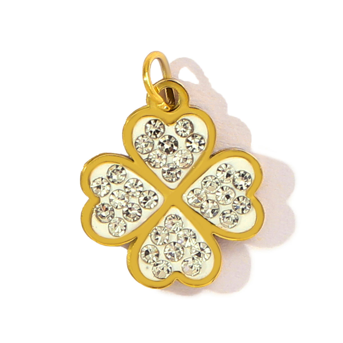 6pcs/pack Fashion Stainless Steel Rhinestone Heart Clover Diy Bracelet Charm Women Crown Owl Sun Necklace Pendant Puzzle Jewelry