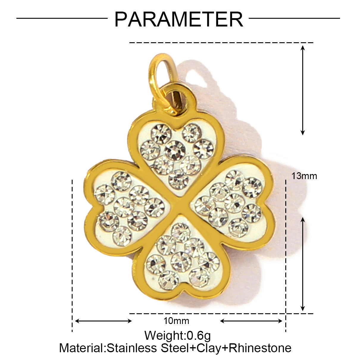 6pcs/pack Fashion Stainless Steel Rhinestone Heart Clover Diy Bracelet Charm Women Crown Owl Sun Necklace Pendant Puzzle Jewelry