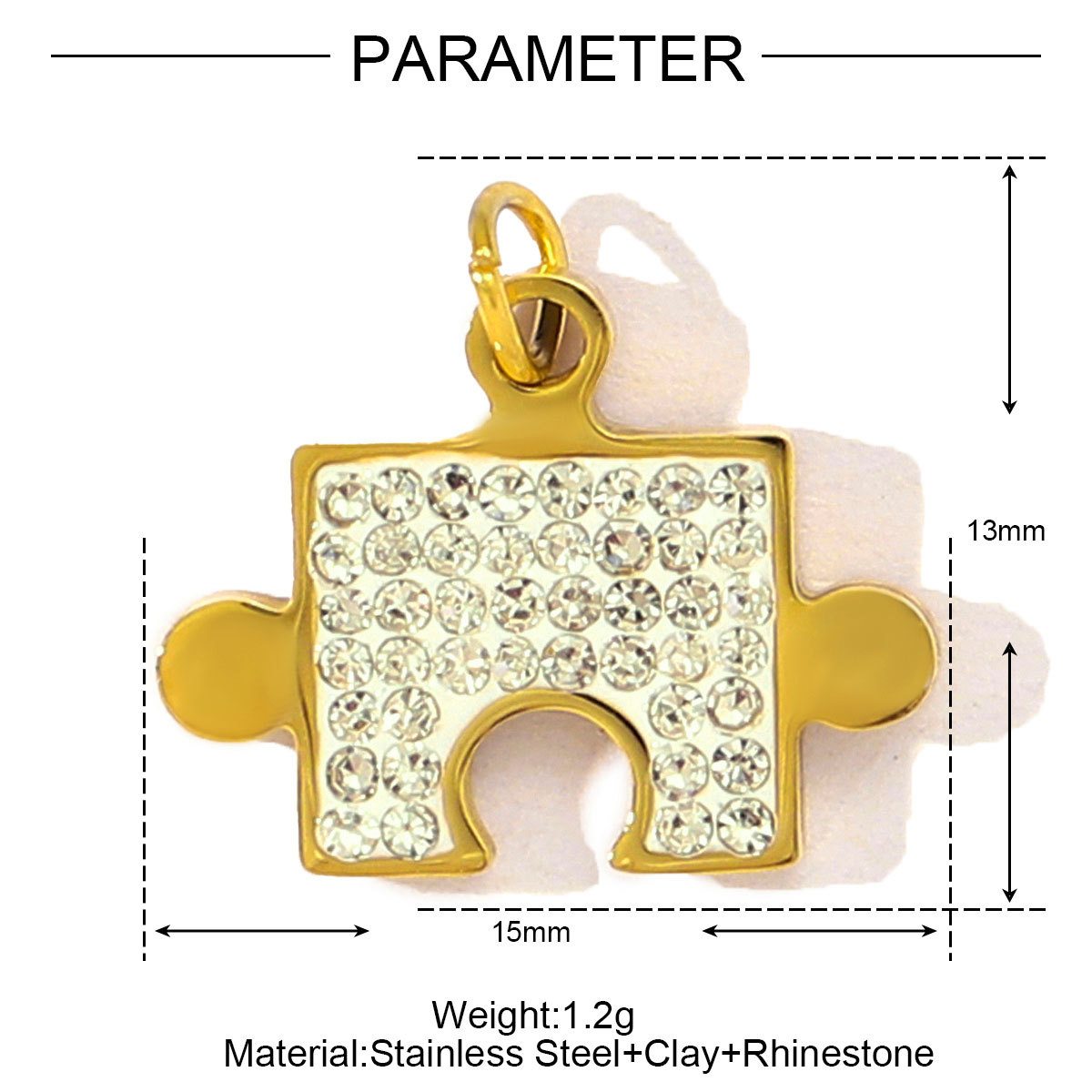 6pcs/pack Fashion Stainless Steel Rhinestone Heart Clover Diy Bracelet Charm Women Crown Owl Sun Necklace Pendant Puzzle Jewelry