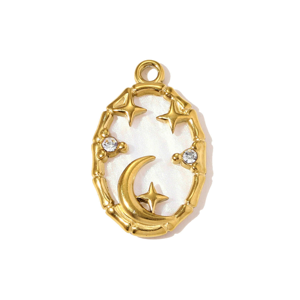 6pcs/pack Stainless Steel Crystal Double love Heart Necklace Pendant Moon Elephant DIY Charm Women Good Luck Clover Jewelry Wholesale