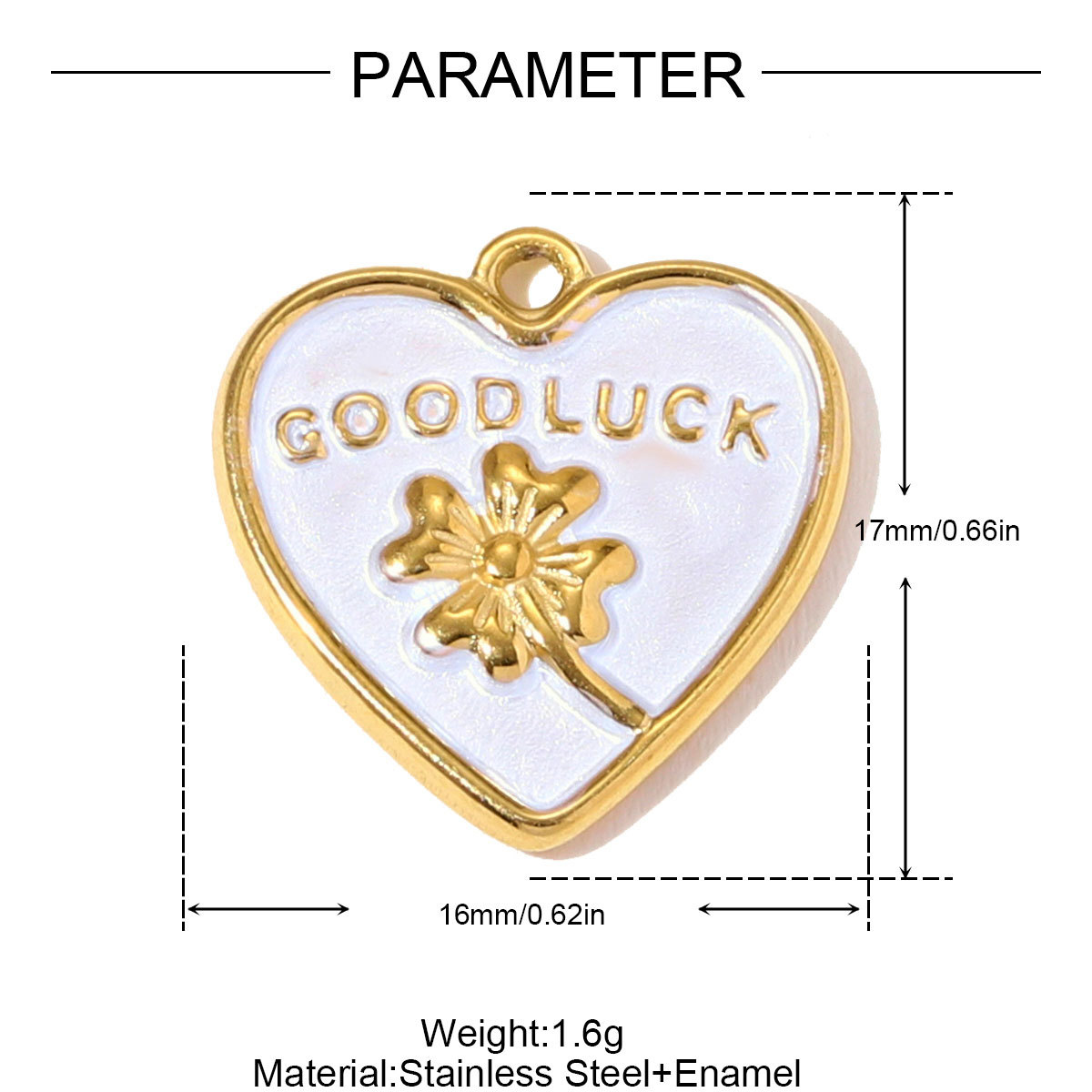 6pcs/pack Stainless Steel Crystal Double love Heart Necklace Pendant Moon Elephant DIY Charm Women Good Luck Clover Jewelry Wholesale