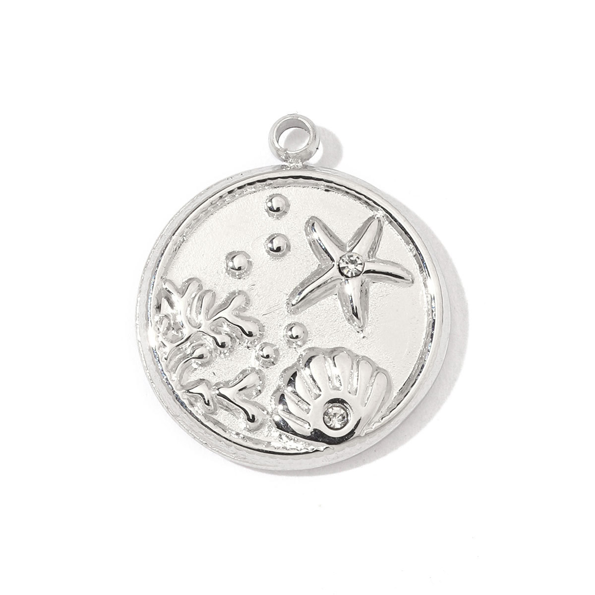 6pcs/pack Stainless Steel Heart Starfish Life Tree Charms Lock Sun Fingerprint Necklace DIY Small Pendant Wholesale