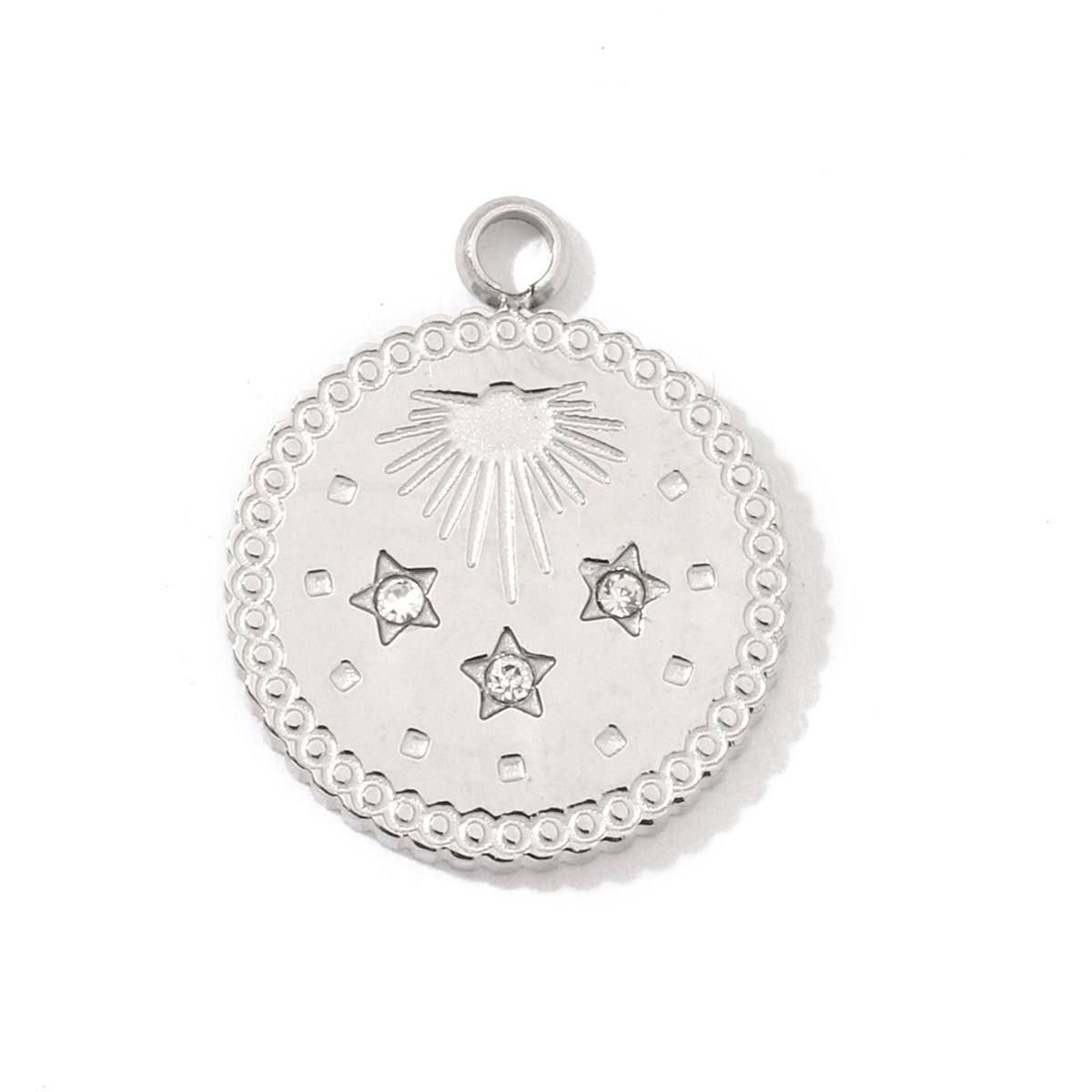 6pcs/pack French Retro Stainless Steel Sun Eye Star Charms Round Gold Color Coin Necklace DIY Small Pendant Wholesale