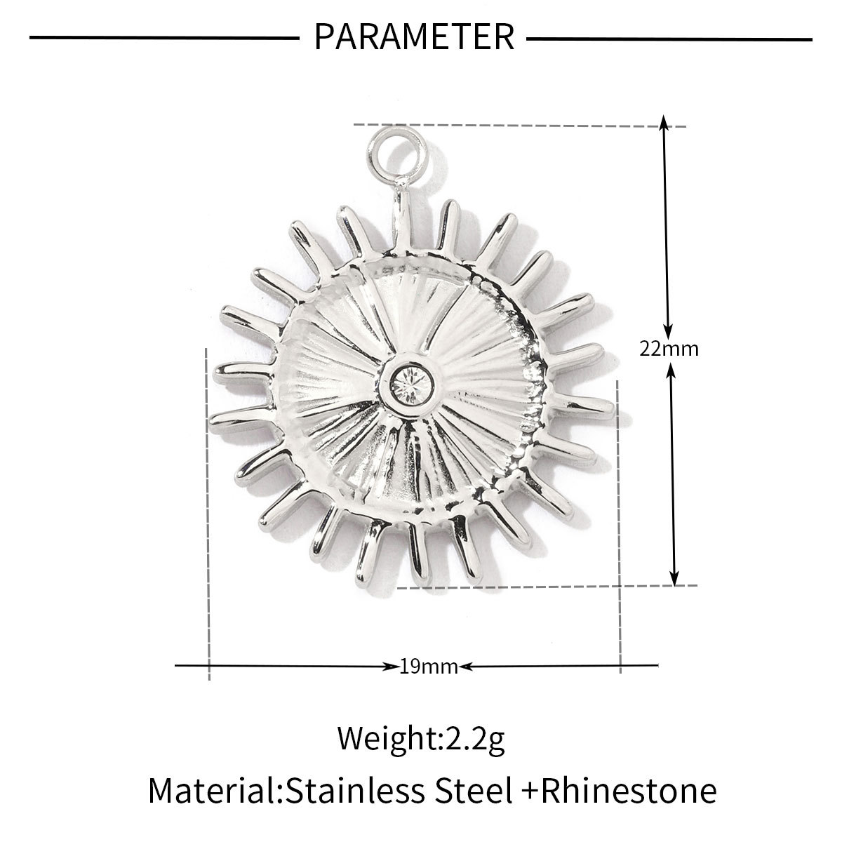 6pcs/pack French Retro Stainless Steel Sun Eye Star Charms Round Gold Color Coin Necklace DIY Small Pendant Wholesale