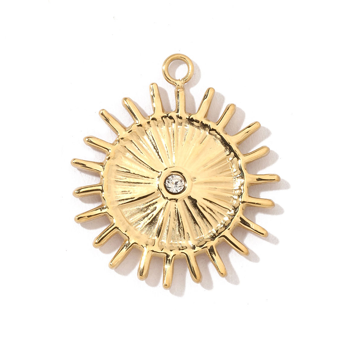 6pcs/pack French Retro Stainless Steel Sun Eye Star Charms Round Gold Color Coin Necklace DIY Small Pendant Wholesale