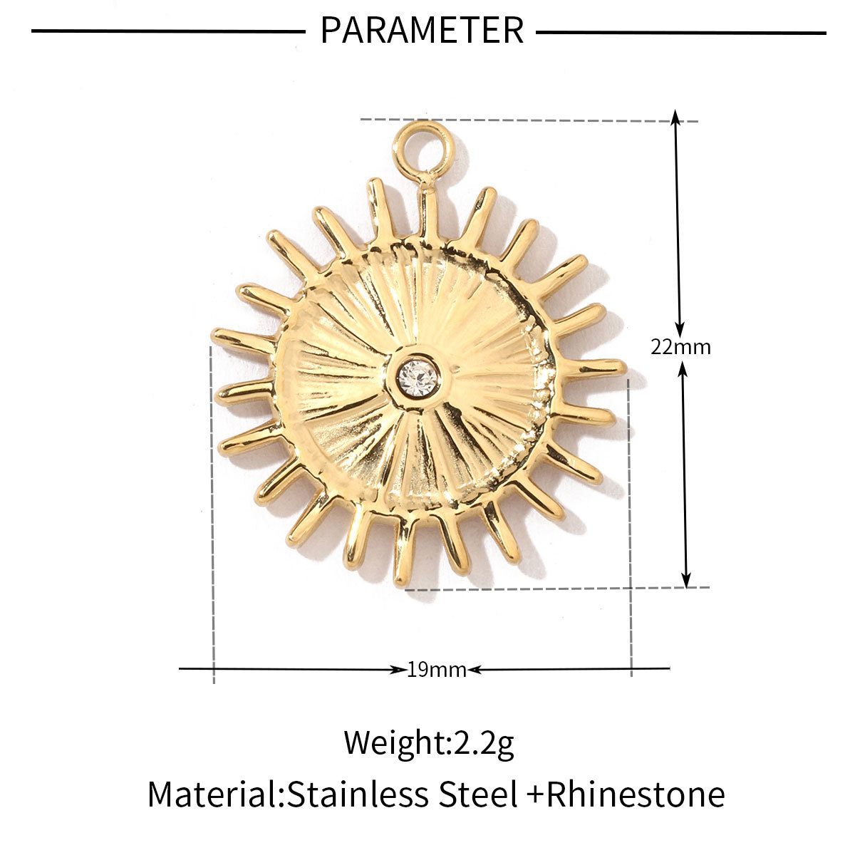 6pcs/pack French Retro Stainless Steel Sun Eye Star Charms Round Gold Color Coin Necklace DIY Small Pendant Wholesale