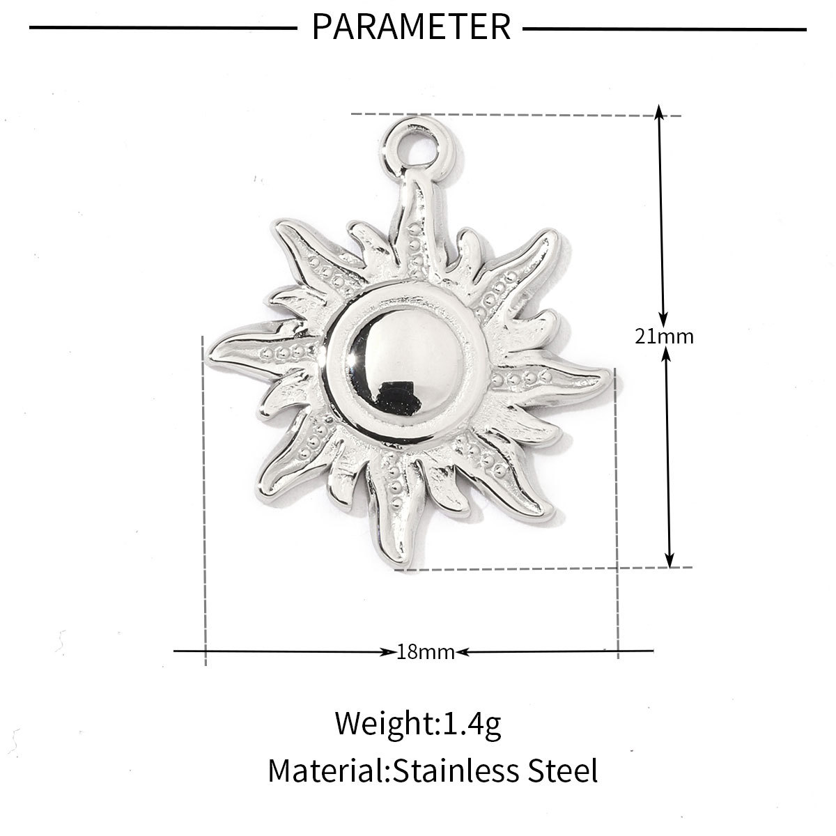 6pcs/pack French Retro Stainless Steel Sun Eye Star Charms Round Gold Color Coin Necklace DIY Small Pendant Wholesale
