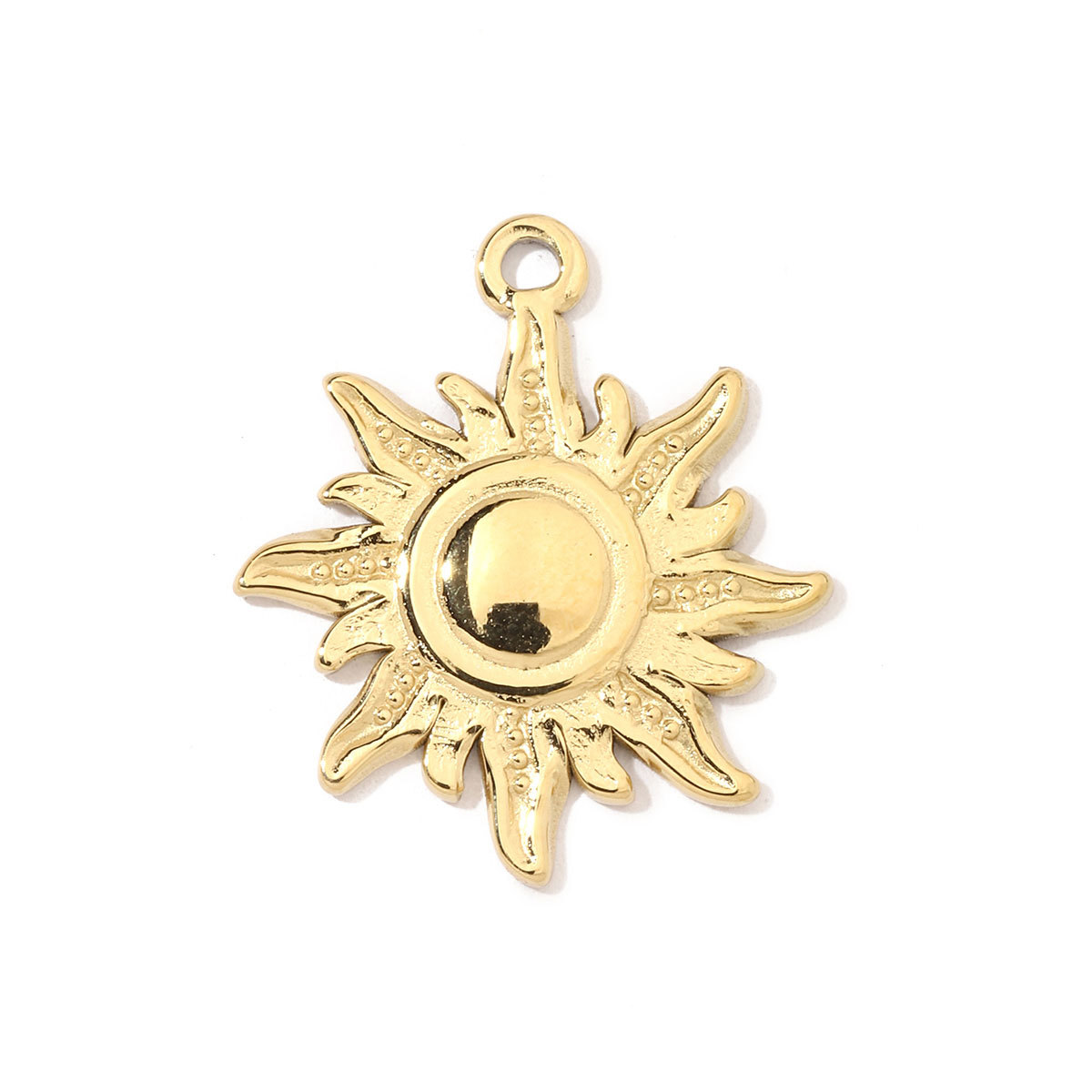 6pcs/pack French Retro Stainless Steel Sun Eye Star Charms Round Gold Color Coin Necklace DIY Small Pendant Wholesale
