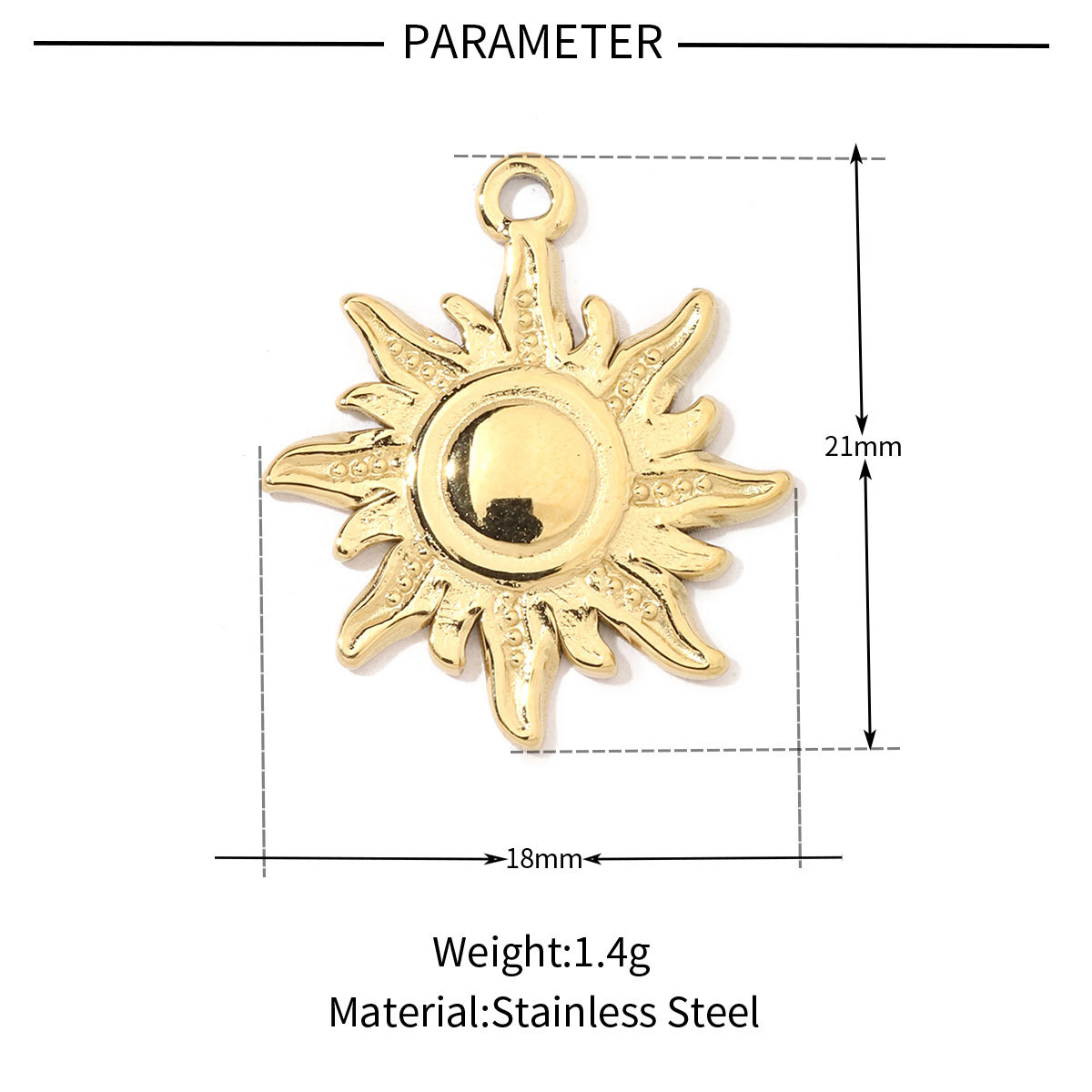 6pcs/pack French Retro Stainless Steel Sun Eye Star Charms Round Gold Color Coin Necklace DIY Small Pendant Wholesale