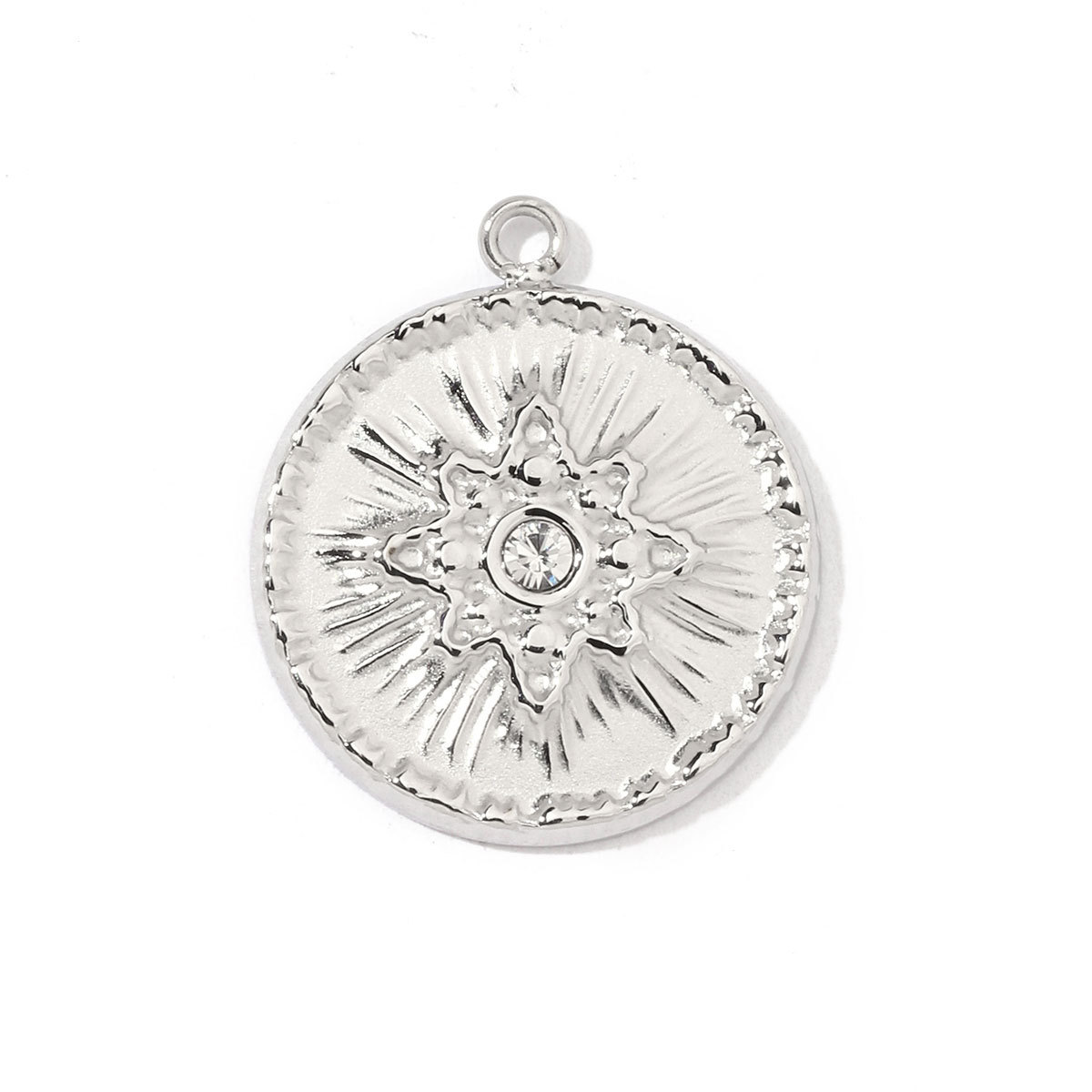 6pcs/pack French Retro Stainless Steel Sun Eye Star Charms Round Gold Color Coin Necklace DIY Small Pendant Wholesale