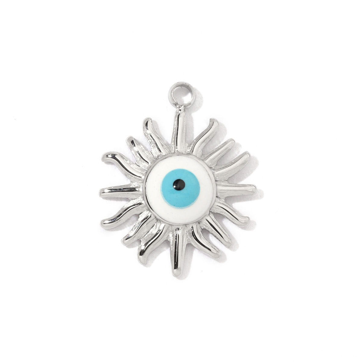 6pcs/pack French Retro Stainless Steel Sun Eye Star Charms Round Gold Color Coin Necklace DIY Small Pendant Wholesale