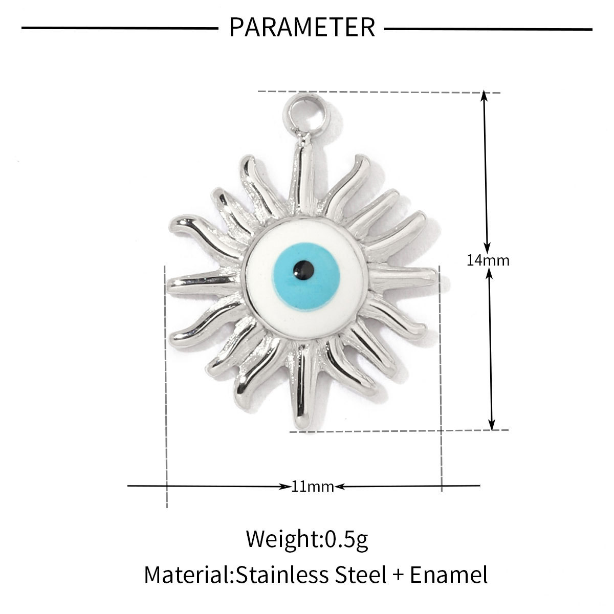 6pcs/pack French Retro Stainless Steel Sun Eye Star Charms Round Gold Color Coin Necklace DIY Small Pendant Wholesale