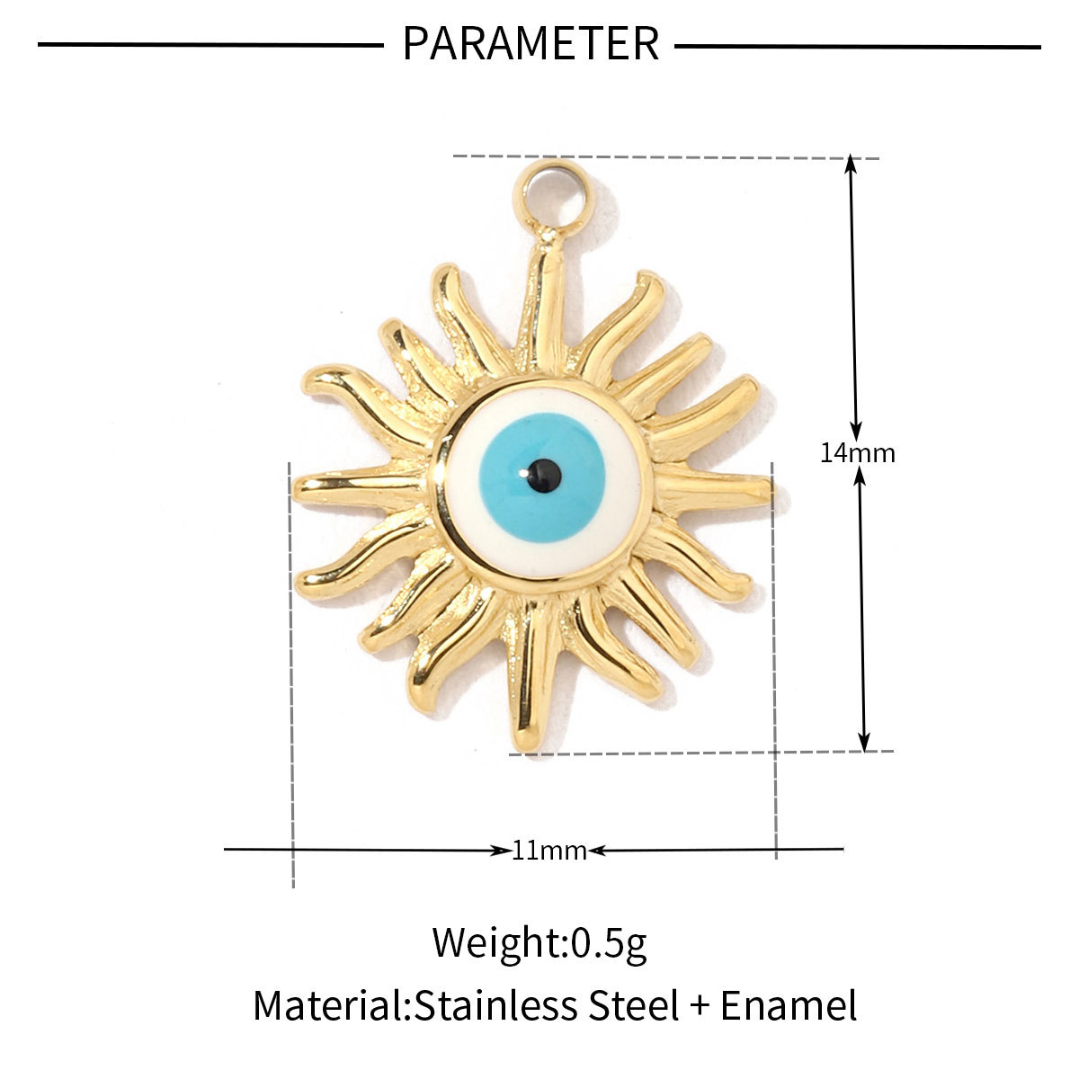 6pcs/pack French Retro Stainless Steel Sun Eye Star Charms Round Gold Color Coin Necklace DIY Small Pendant Wholesale