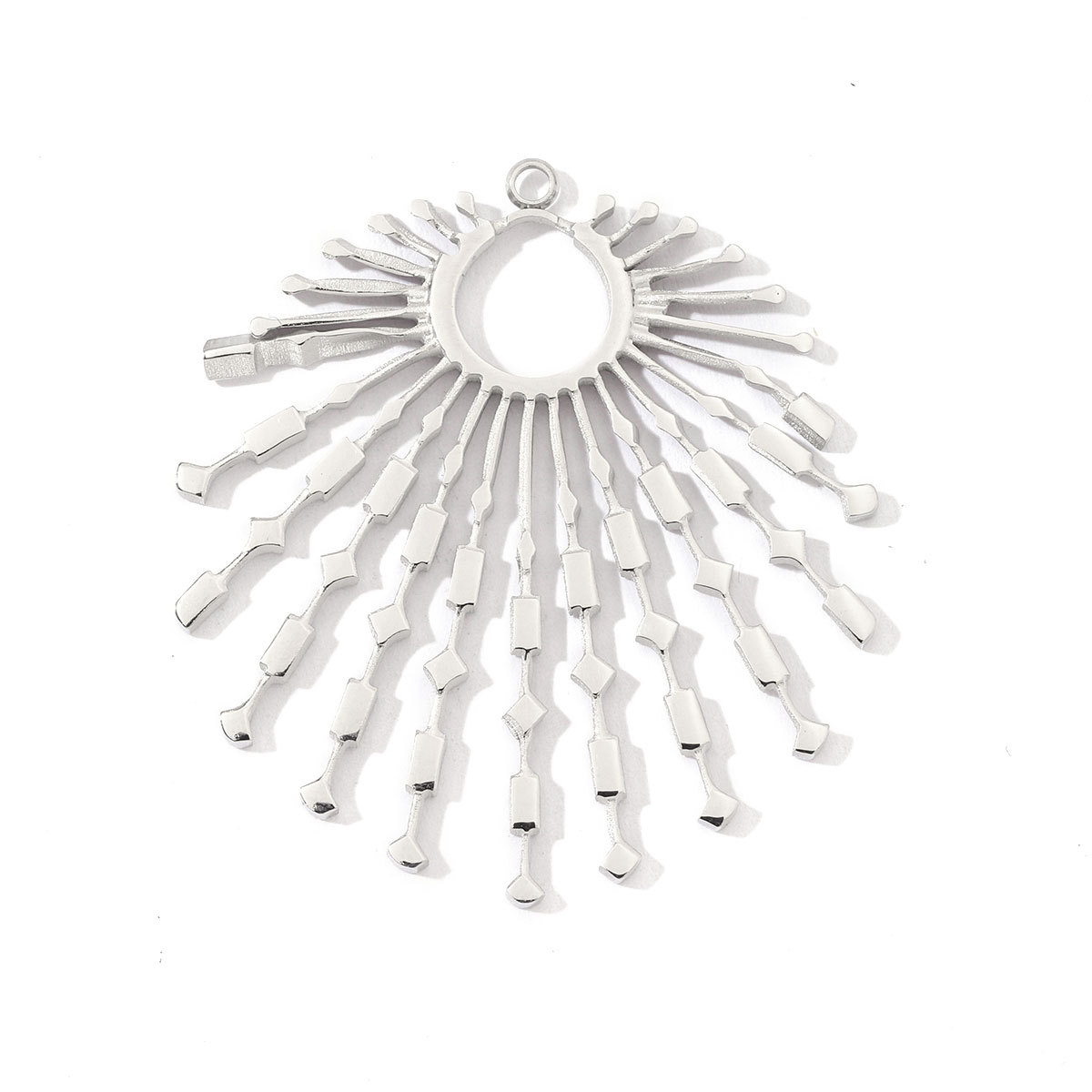 6pcs/pack Stainless Steel French Retro Geometric Charms Heart Love Circle Waterdroop Flower Necklace DIY Small Pendant