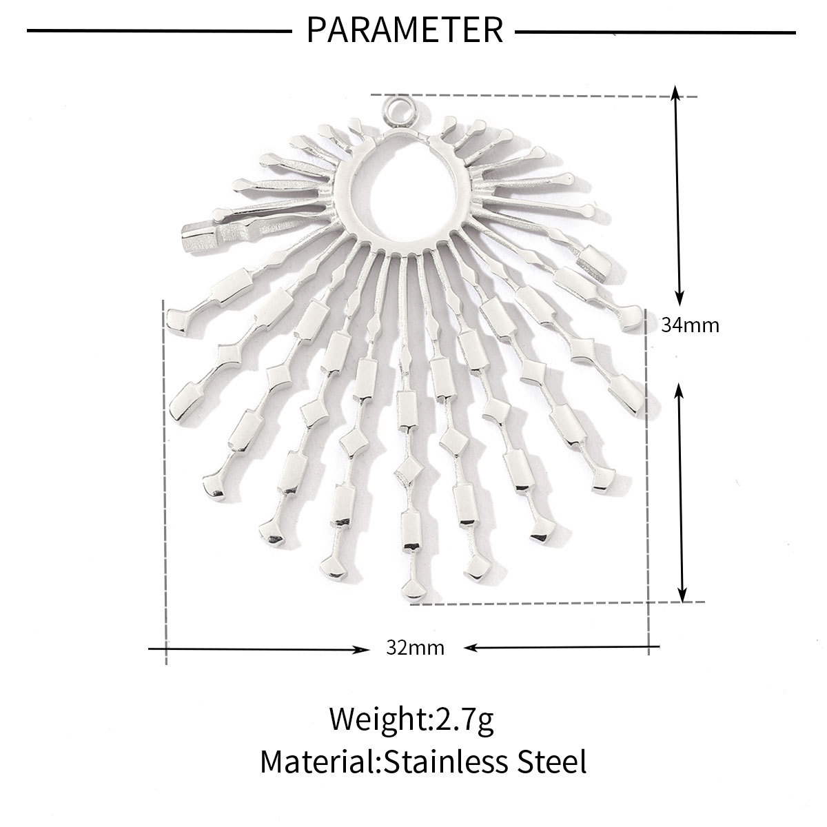 6pcs/pack Stainless Steel French Retro Geometric Charms Heart Love Circle Waterdroop Flower Necklace DIY Small Pendant