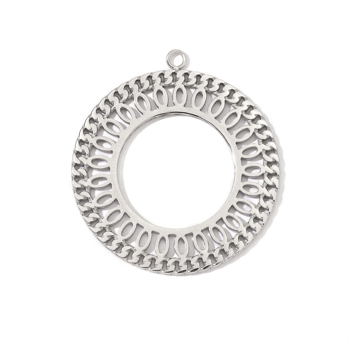 6pcs/pack Stainless Steel French Retro Geometric Charms Heart Love Circle Waterdroop Flower Necklace DIY Small Pendant