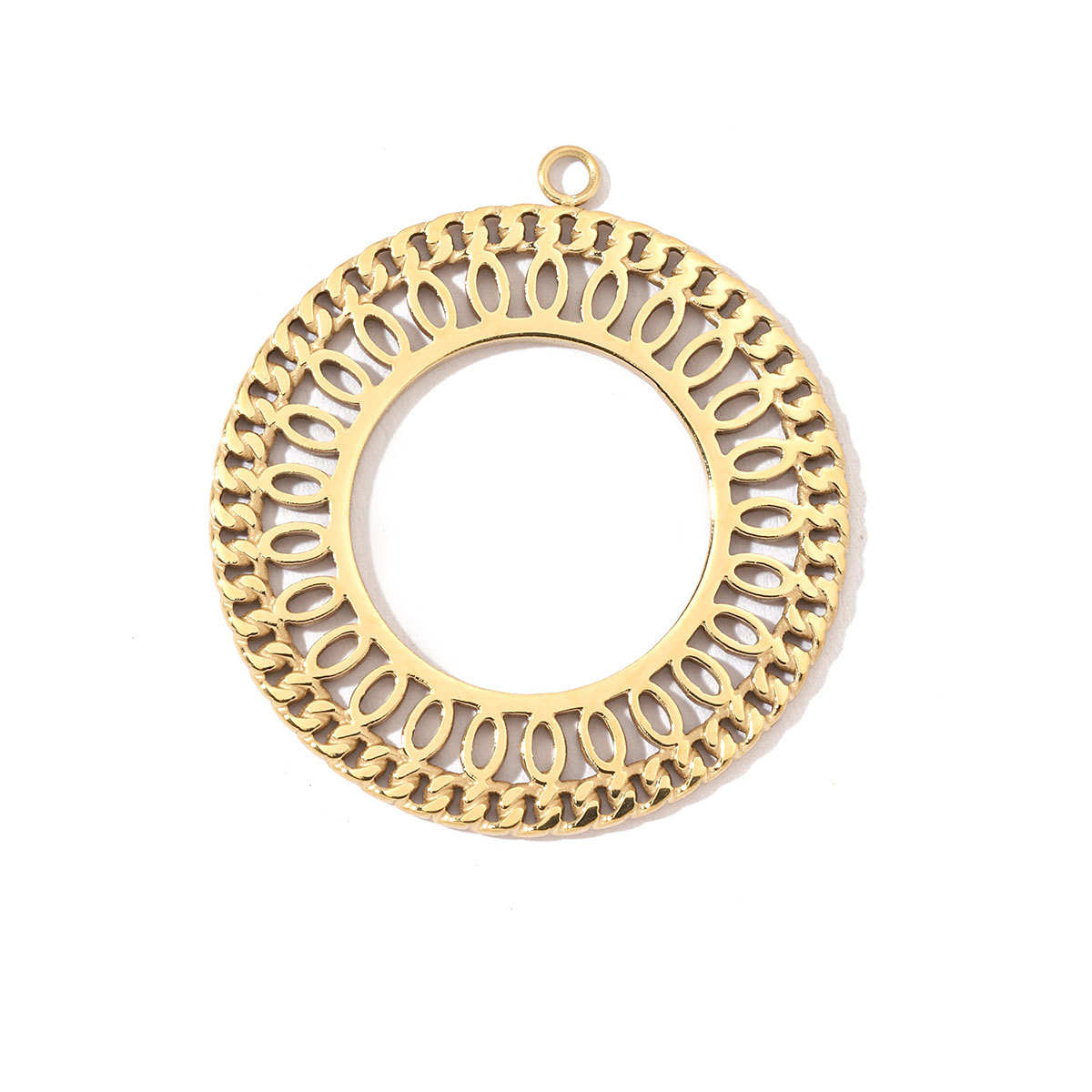 6pcs/pack Stainless Steel French Retro Geometric Charms Heart Love Circle Waterdroop Flower Necklace DIY Small Pendant