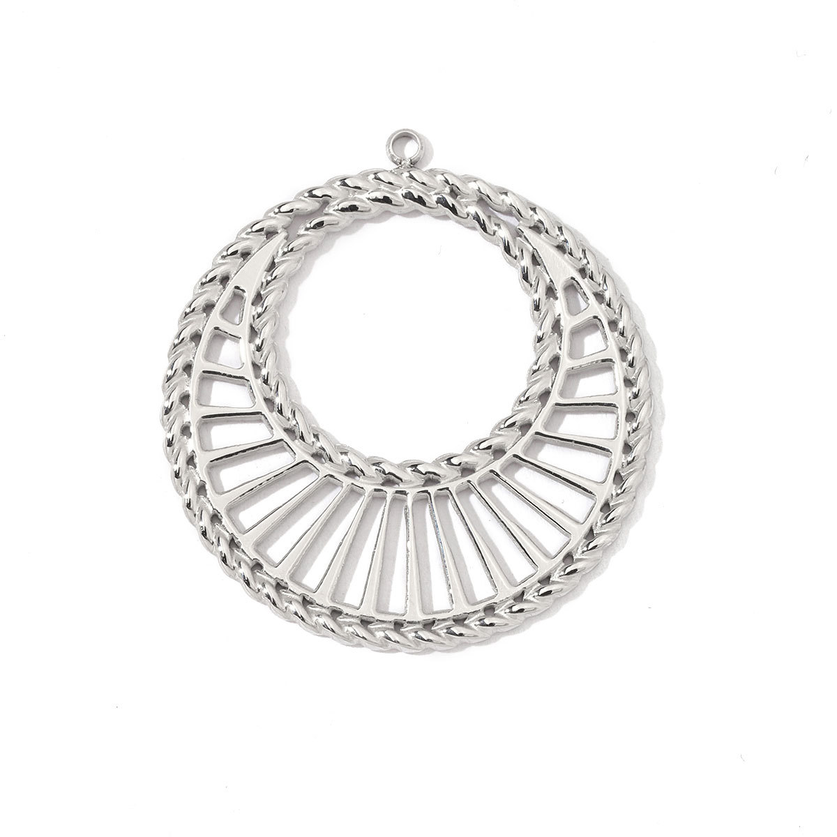 6pcs/pack Stainless Steel French Retro Geometric Charms Heart Love Circle Waterdroop Flower Necklace DIY Small Pendant