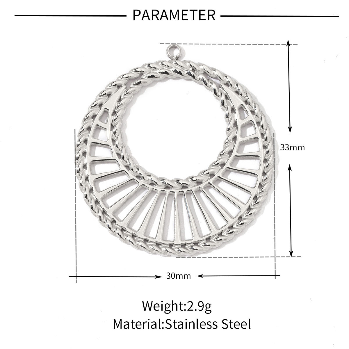 6pcs/pack Stainless Steel French Retro Geometric Charms Heart Love Circle Waterdroop Flower Necklace DIY Small Pendant